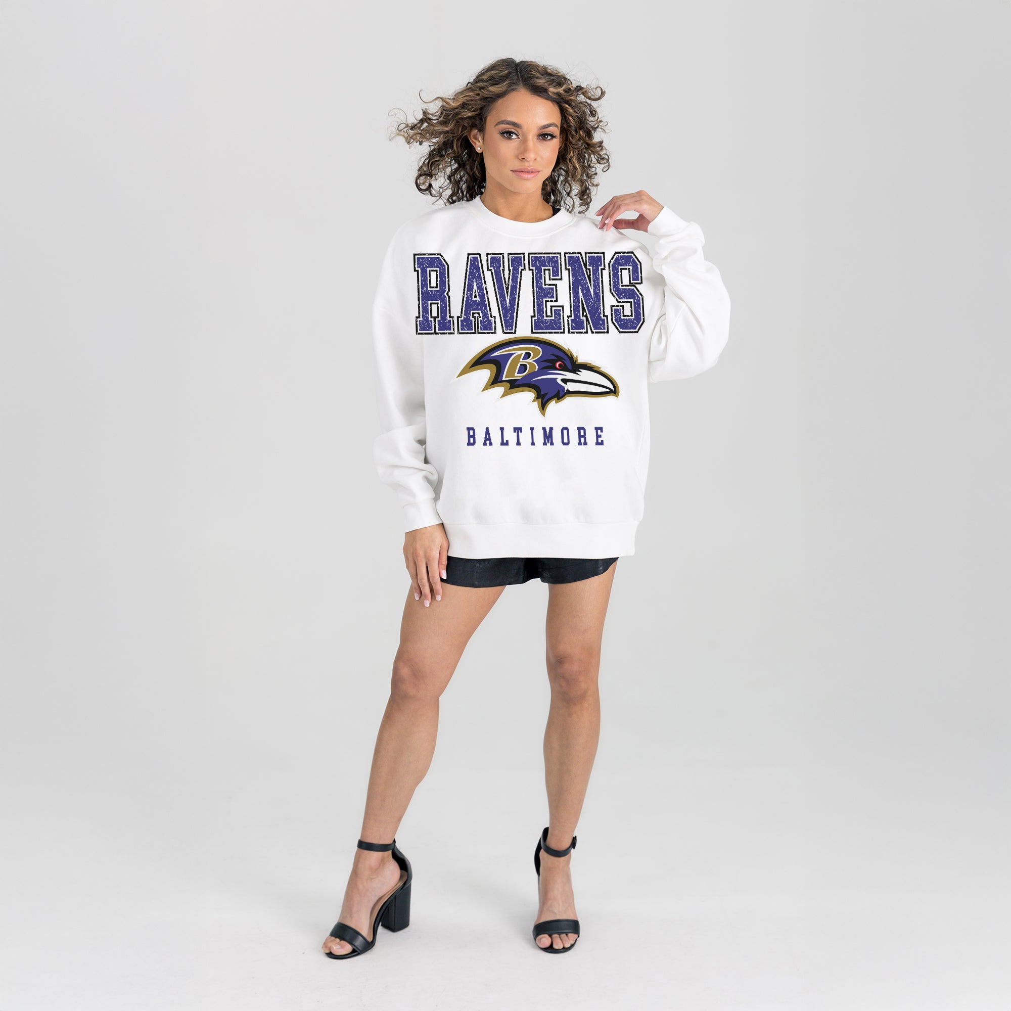 BALTIMORE RAVENS Sunday Drives Fleece Crewneck Pullover