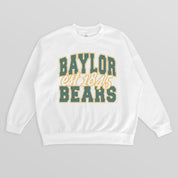 BAYLOR BEARS FADED FORMATION PREMIUM FLEECE DROP SHOULDER CREWNECK PULLOVER