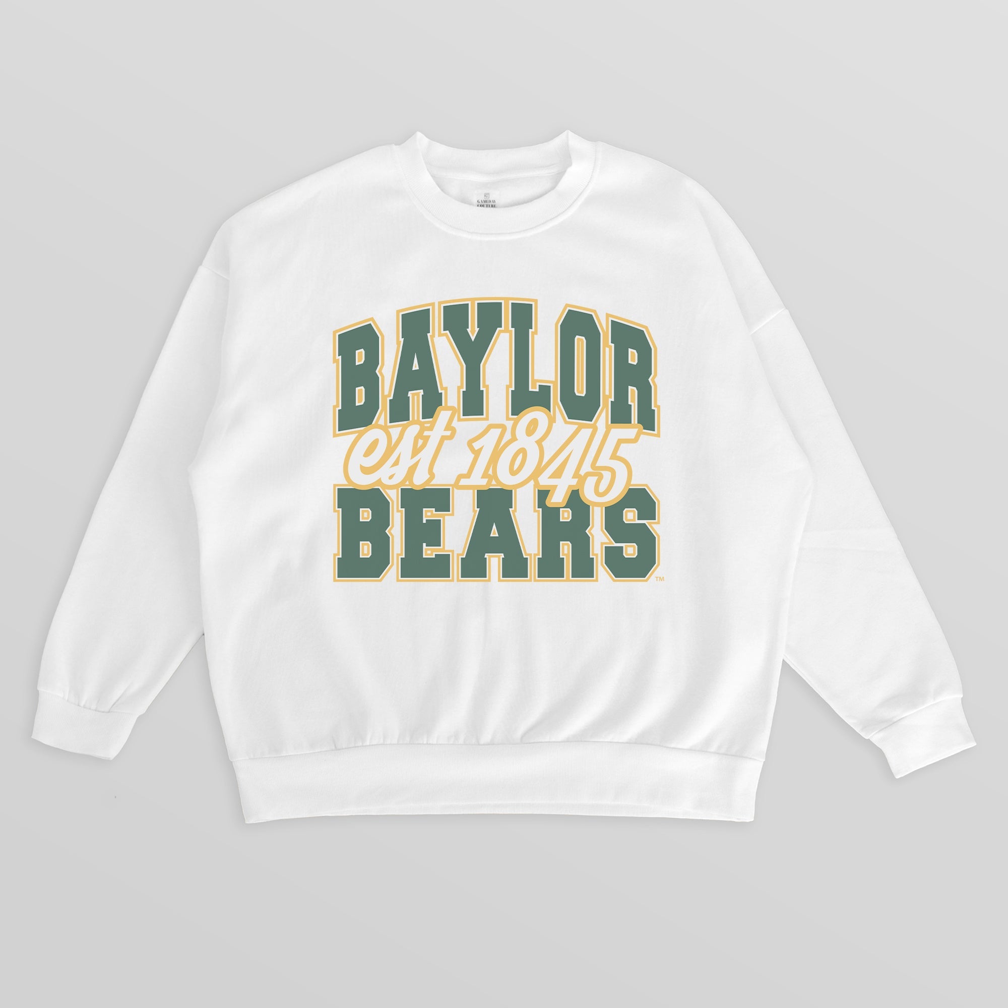BAYLOR BEARS FADED FORMATION PREMIUM FLEECE DROP SHOULDER CREWNECK PULLOVER