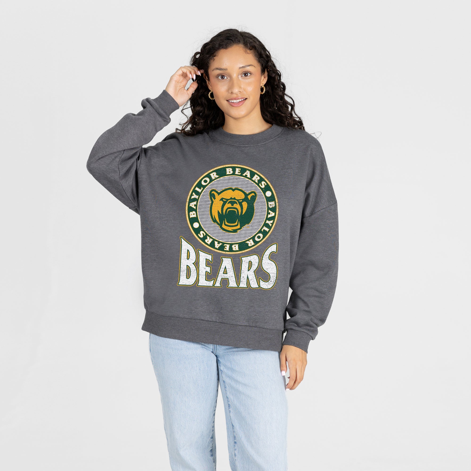 BAYLOR BEARS SATURDAY SEAL PREMIUM FLEECE DROP SHOULDER CREWNECK PULLOVER