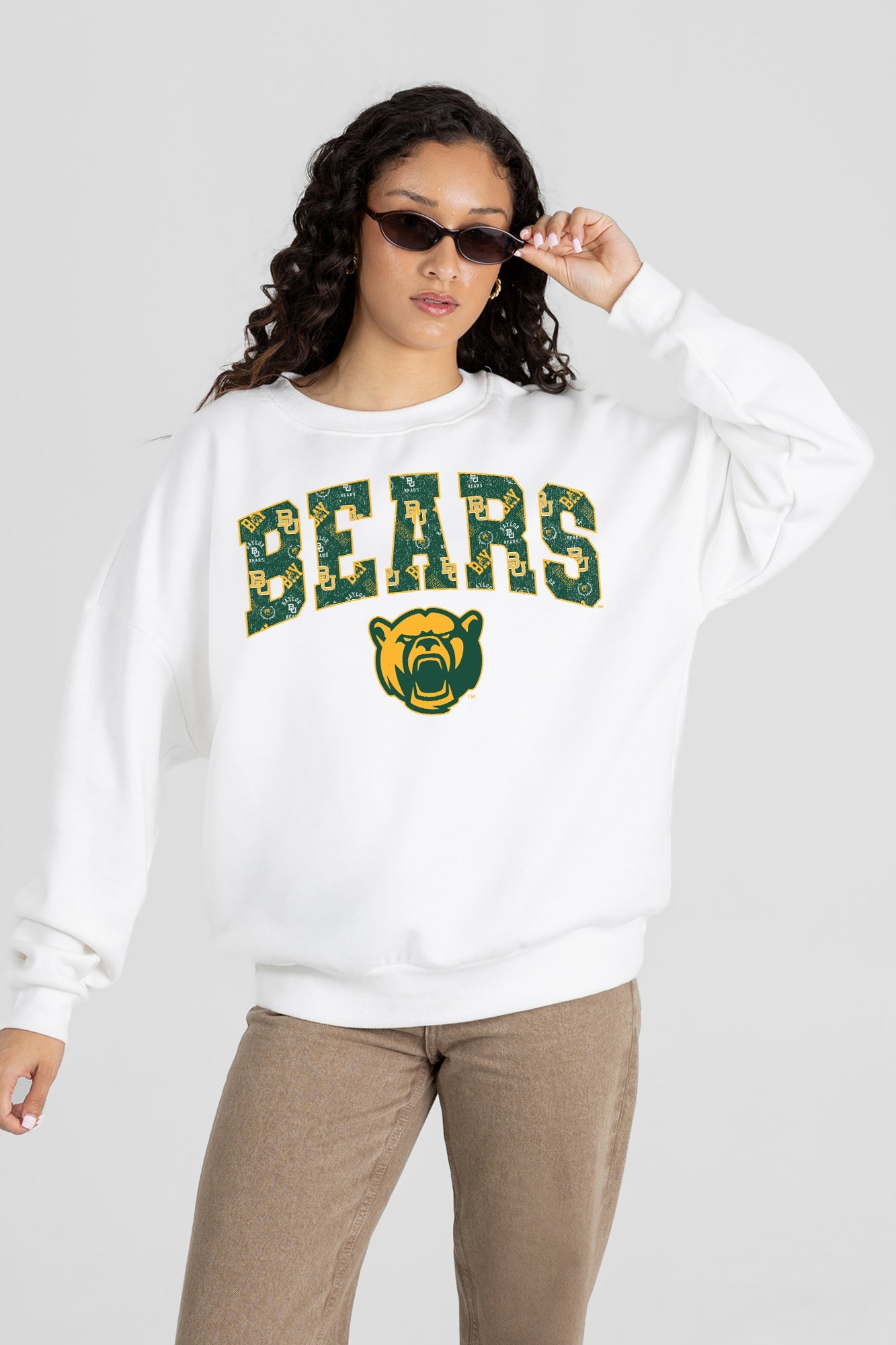 BAYLOR BEARS SWEET PLAY PREMIUM FLEECE DROP SHOULDER CREWNECK PULLOVER