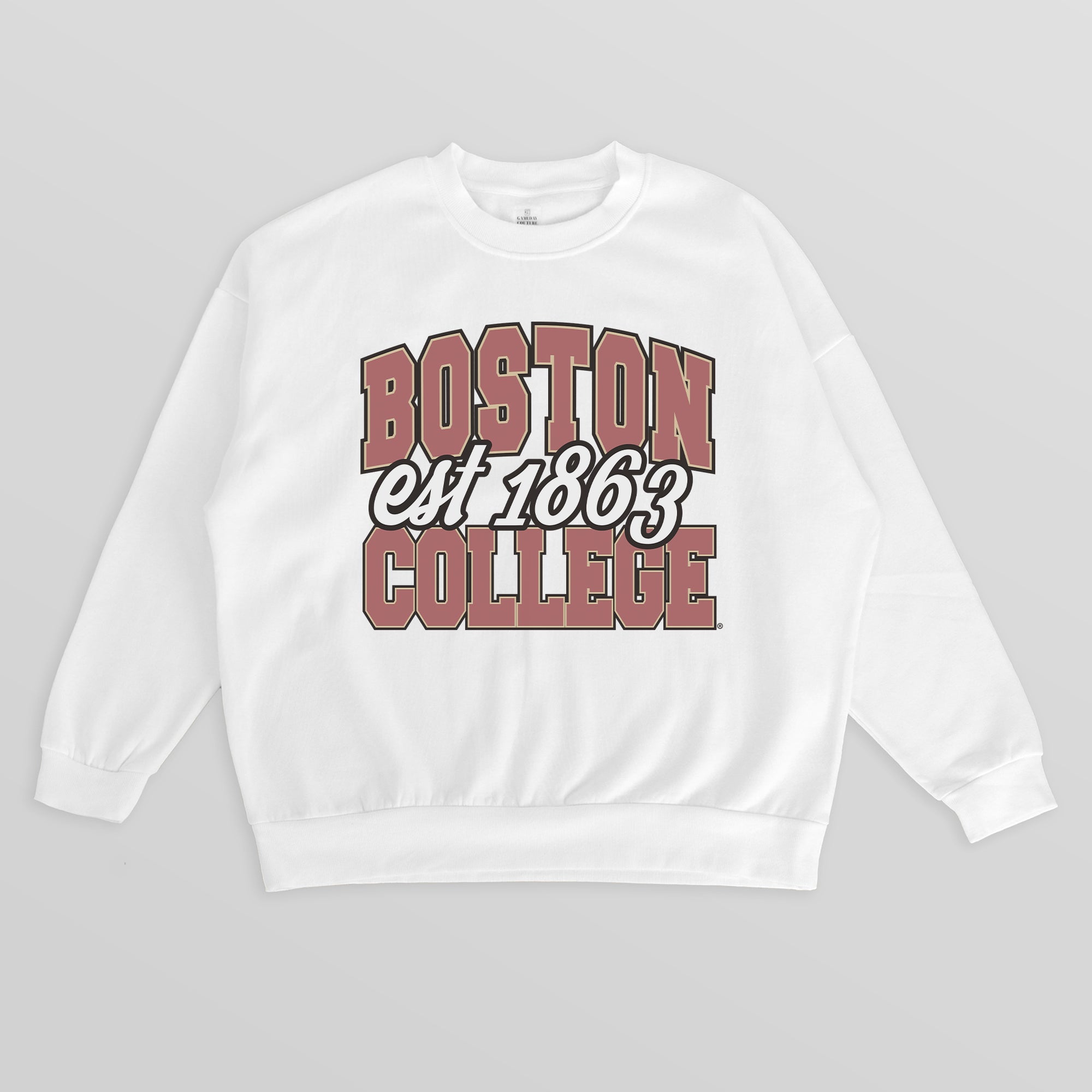 BOSTON COLLEGE EAGLES FADED FORMATION PREMIUM FLEECE DROP SHOULDER CREWNECK PULLOVER