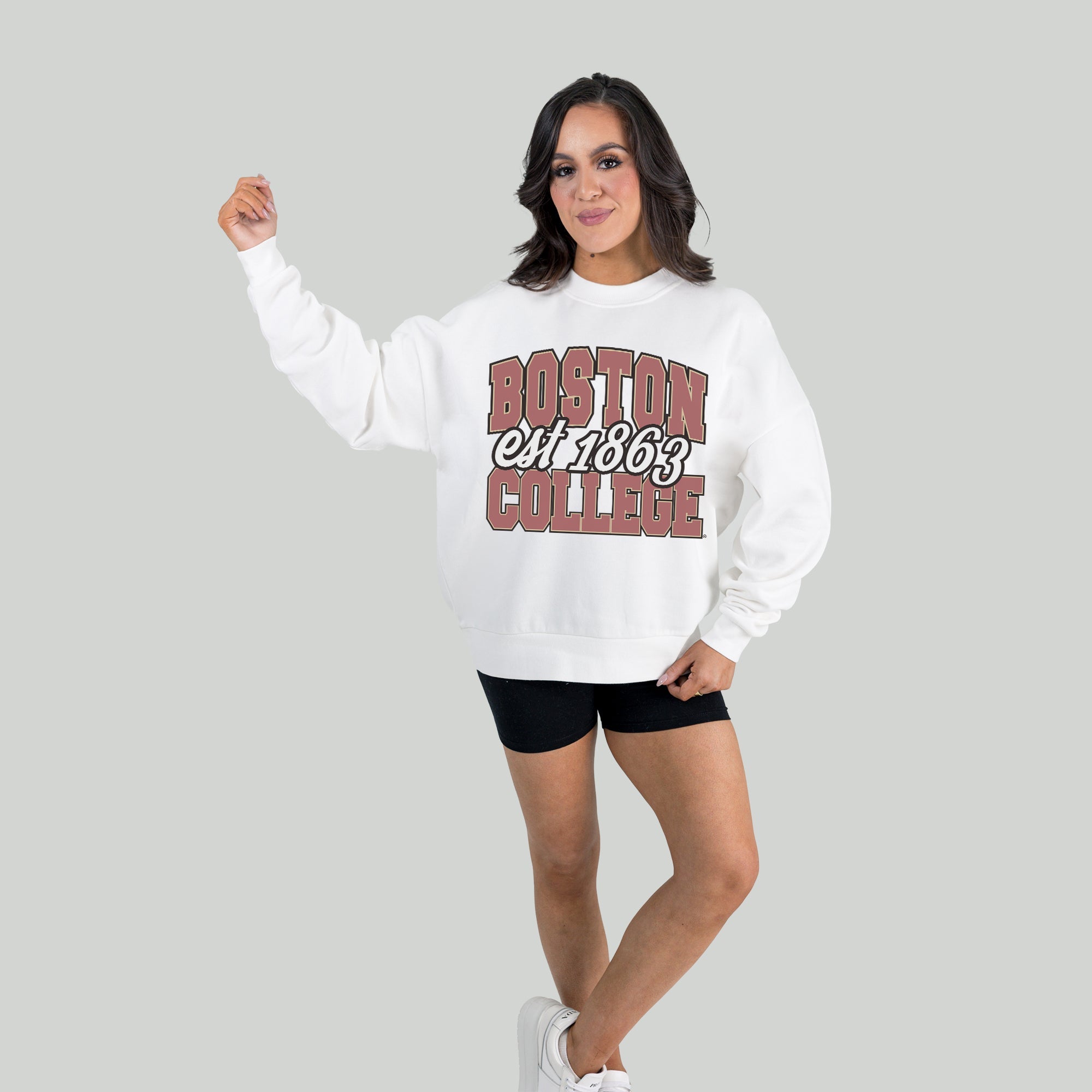 BOSTON COLLEGE EAGLES FADED FORMATION PREMIUM FLEECE DROP SHOULDER CREWNECK PULLOVER