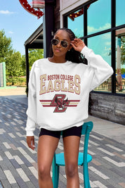 BOSTON COLLEGE EAGLES SWIFT STRIKE PREMIUM FLEECE DROP SHOULDER CREWNECK PULLOVER