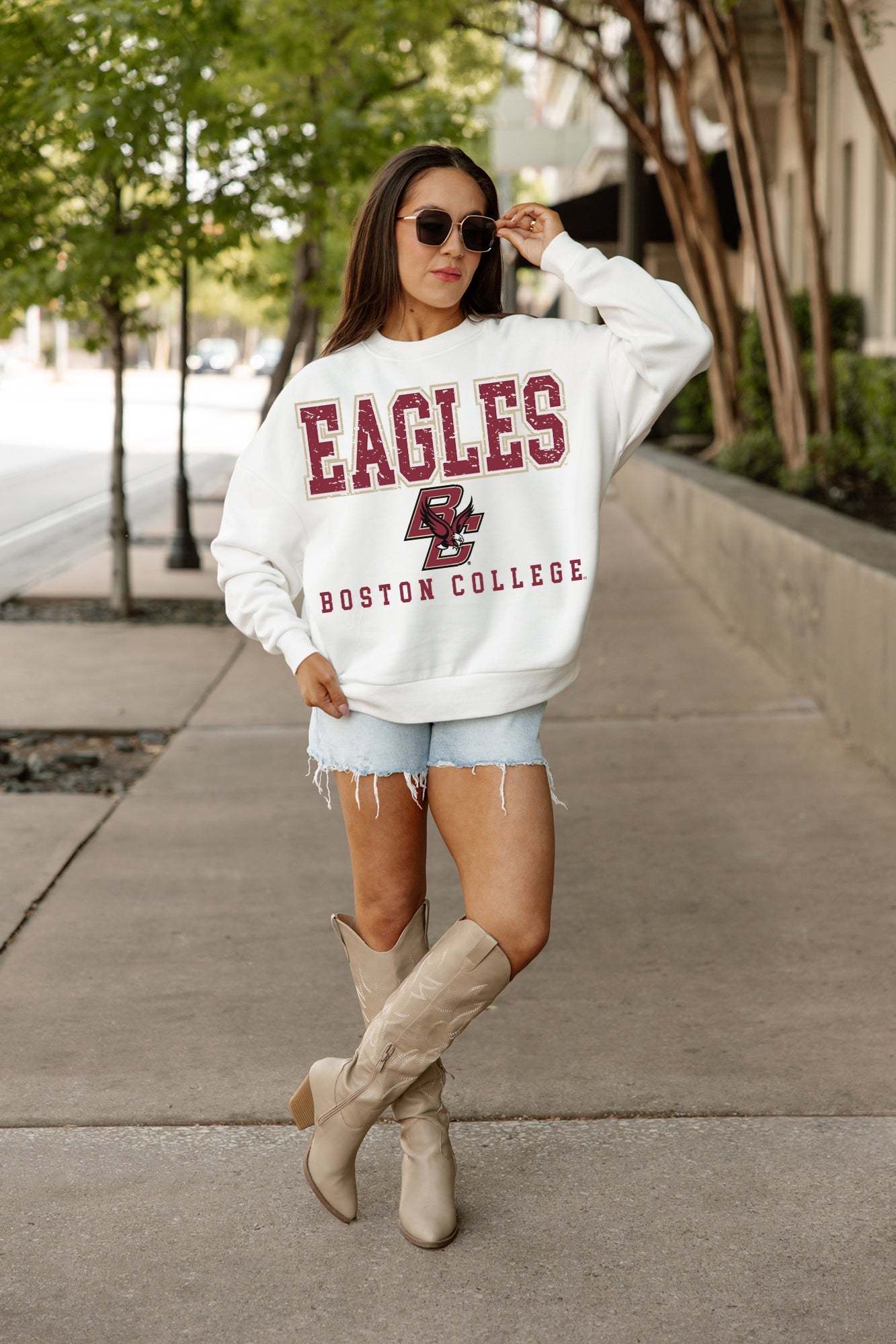 BOSTON COLLEGE EAGLES FREESTYLE PREMIUM FLEECE CREWNECK PULLOVER