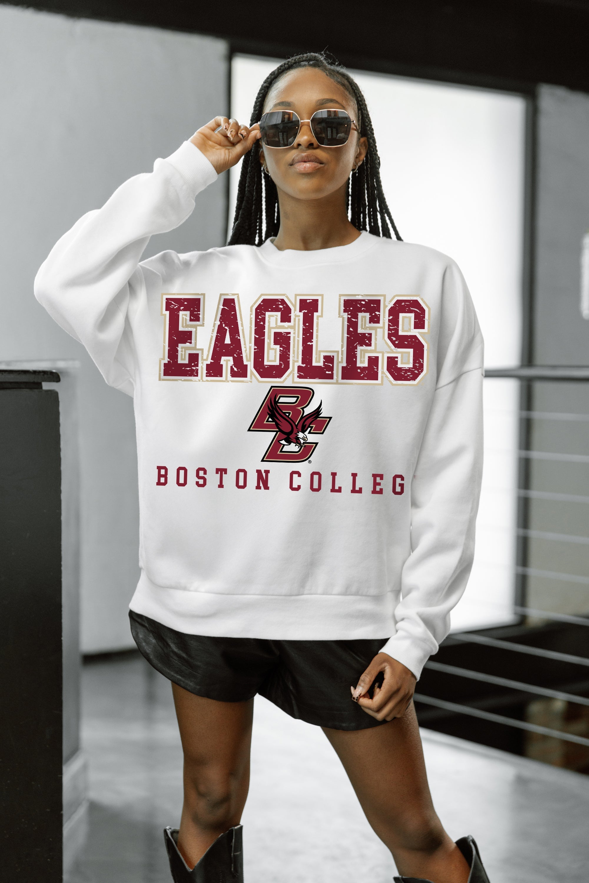 BOSTON COLLEGE EAGLES FREESTYLE PREMIUM FLEECE CREWNECK PULLOVER