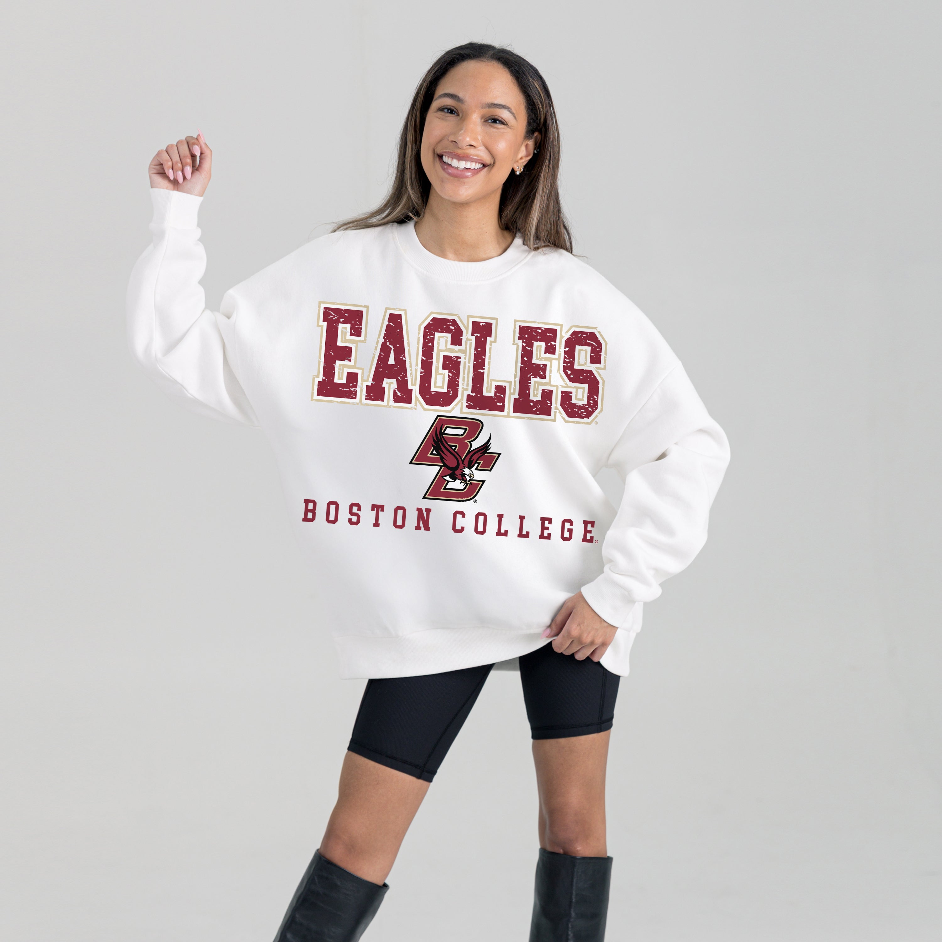 BOSTON COLLEGE EAGLES FREESTYLE PREMIUM FLEECE CREWNECK PULLOVER