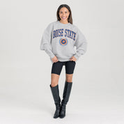 BOISE STATE BRONCOS TRADITION REFINED PREMIUM FLEECE CREWNECK PULLOVER