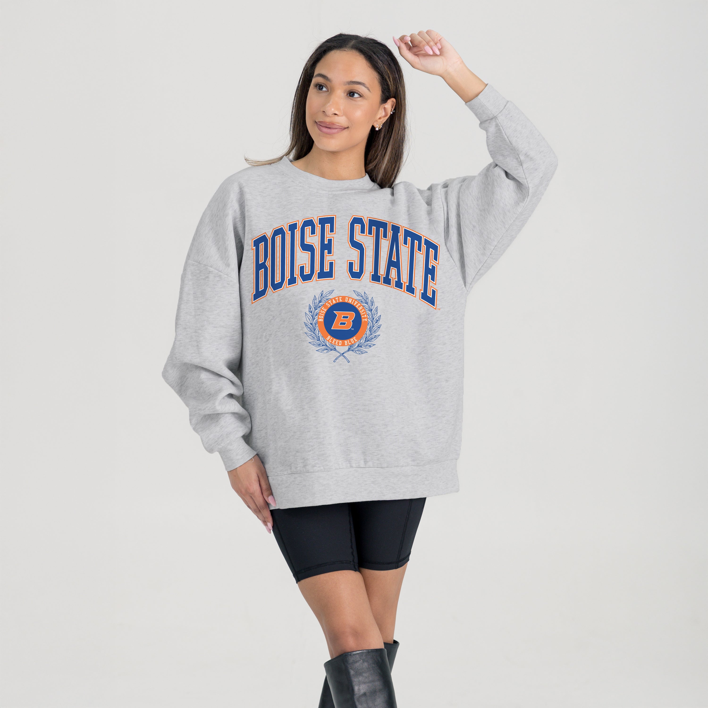 BOISE STATE BRONCOS TRADITION REFINED PREMIUM FLEECE CREWNECK PULLOVER