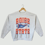 BOISE STATE BRONCOS PENNANT PRIDE PREMIUM FLEECE DROP SHOULDER CREWNECK PULLOVER