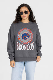 BOISE STATE BRONCOS SATURDAY SEAL PREMIUM FLEECE DROP SHOULDER CREWNECK PULLOVER