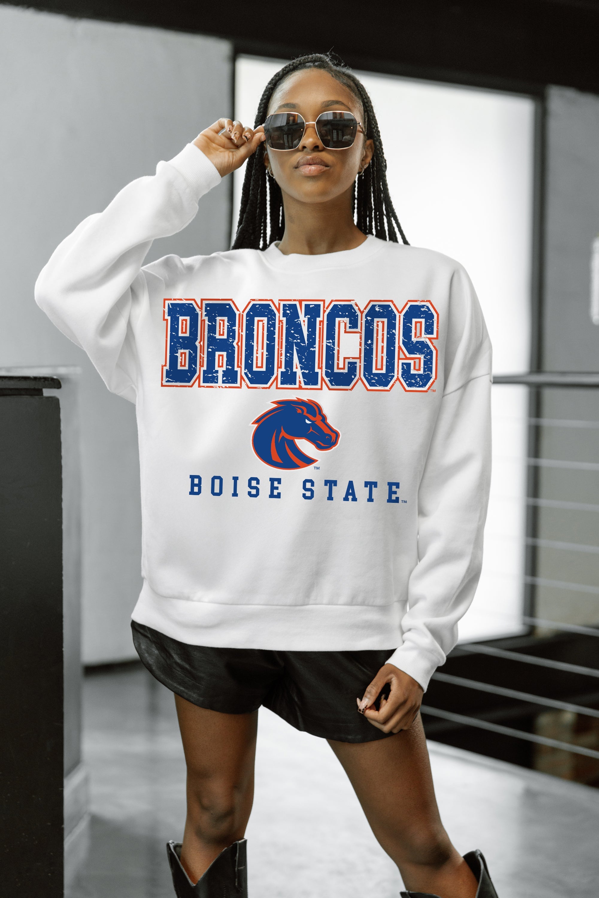 BOISE STATE BRONCOS FREESTYLE PREMIUM FLEECE CREWNECK PULLOVER