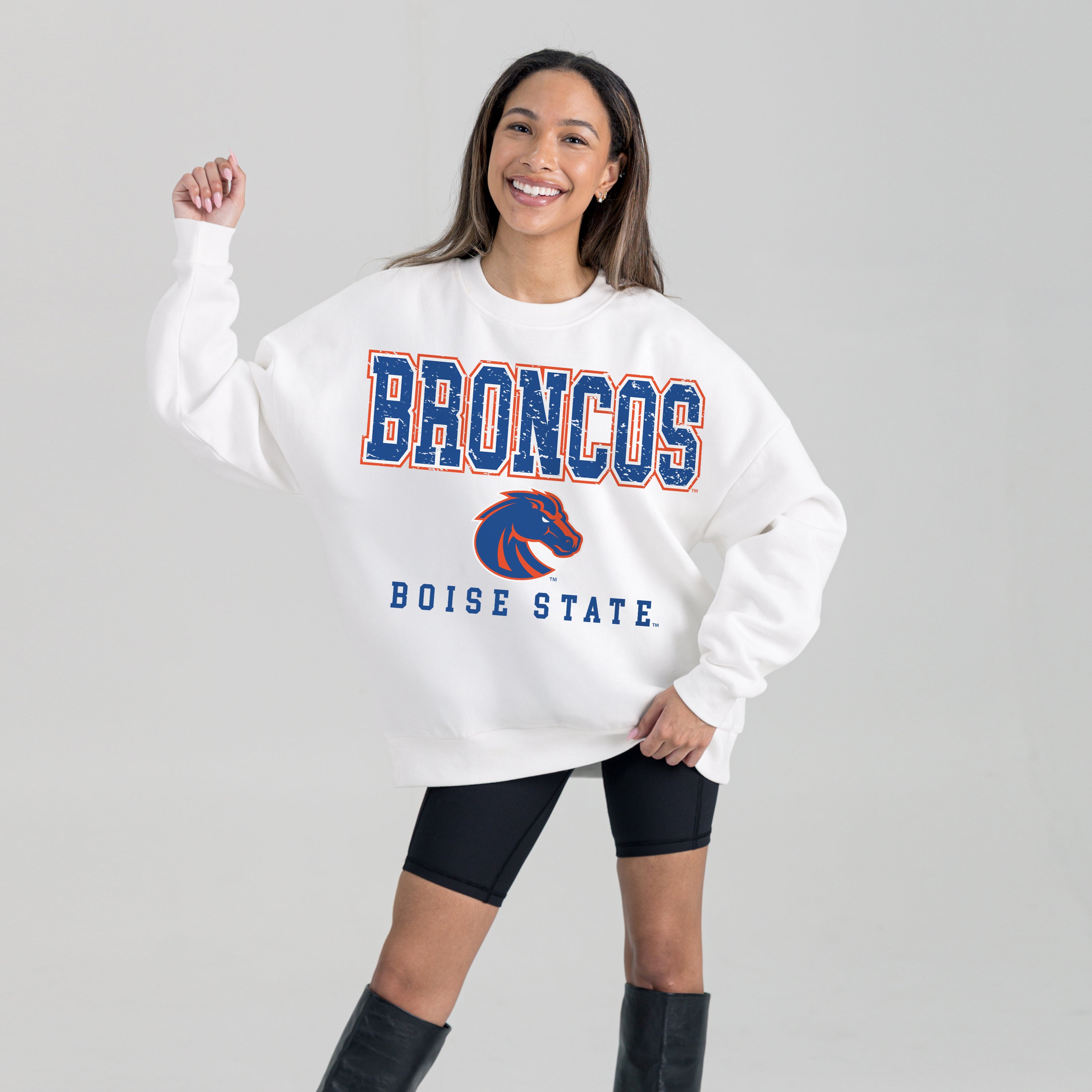 BOISE STATE BRONCOS FREESTYLE PREMIUM FLEECE CREWNECK PULLOVER