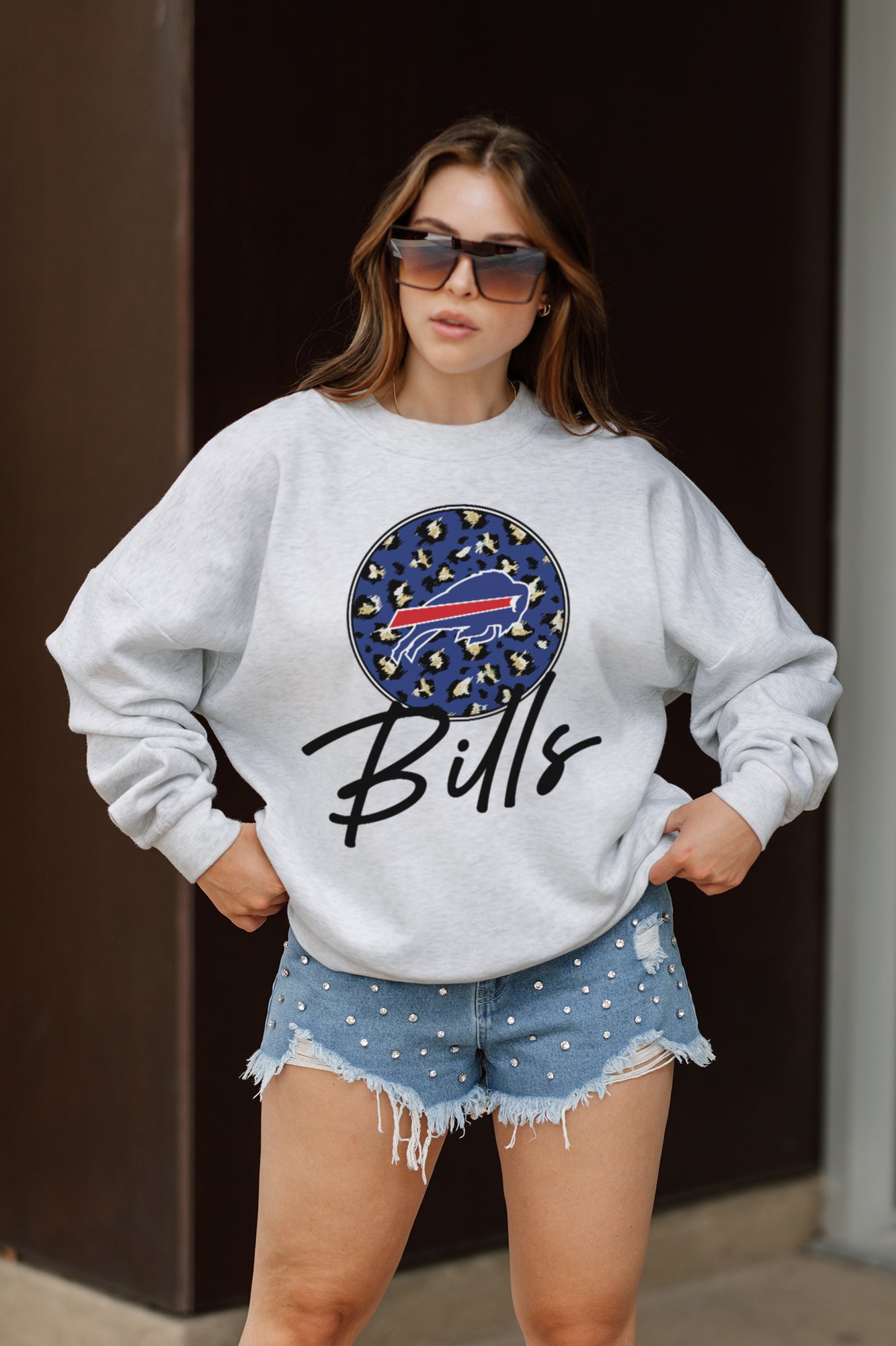 BUFFALO BILLS GOING WILD PREMIUM FLEECE DROP SHOULDER CREWNECK PULLOVER