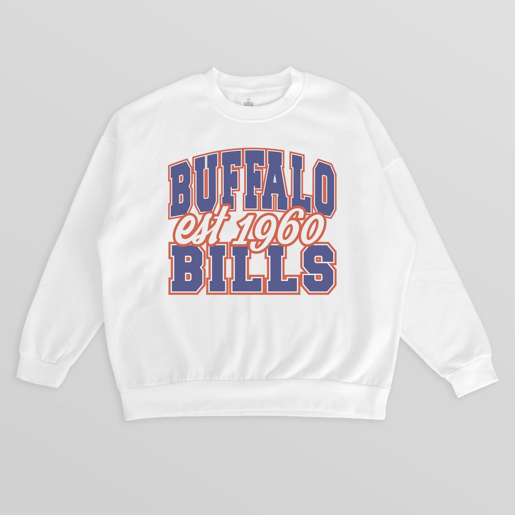 BUFFALO BILLS FADED FORMATION PREMIUM FLEECE CREWNECK PULLOVER