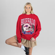 BUFFALO BILLS CLASSIC ARCHIVES PREMIUM FLEECE DROP SHOULDER CREWNECK PULLOVER