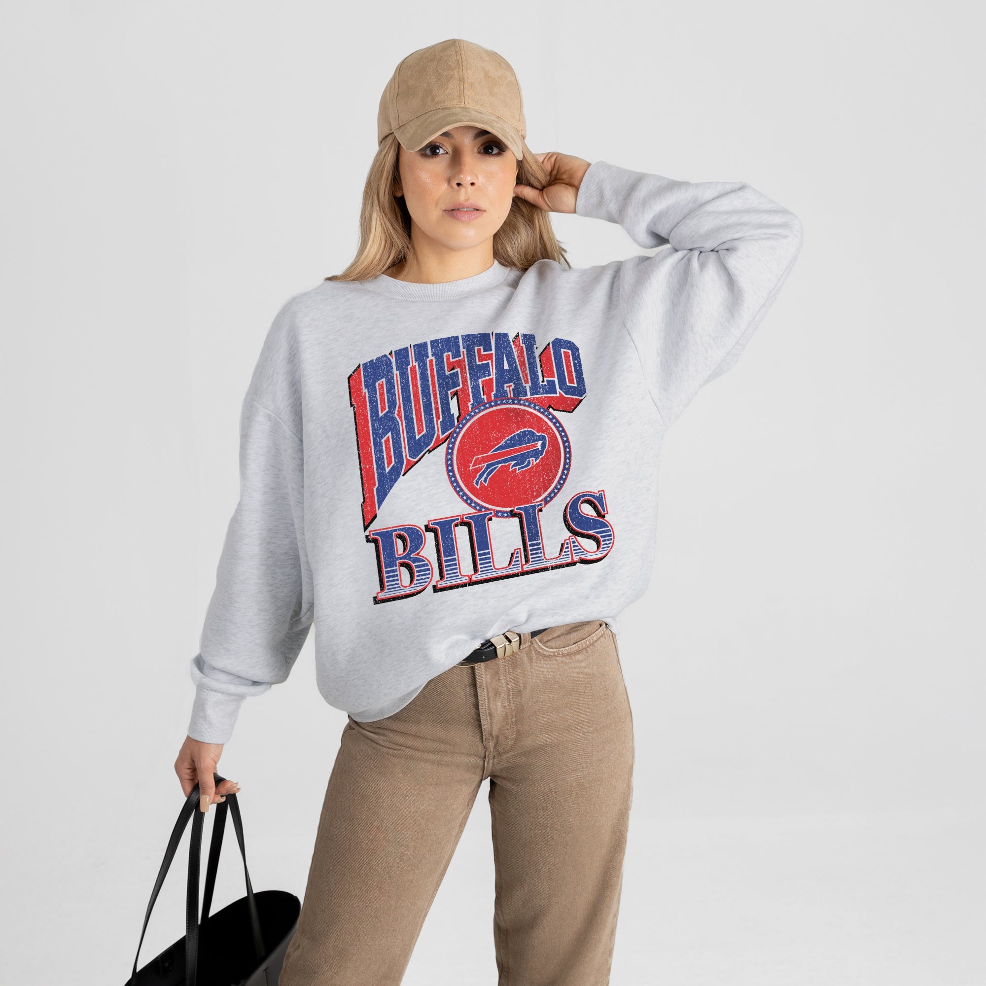 BUFFALO BILLS GAME ON PREMIUM FLEECE DROP SHOULDER CREWNECK PULLOVER
