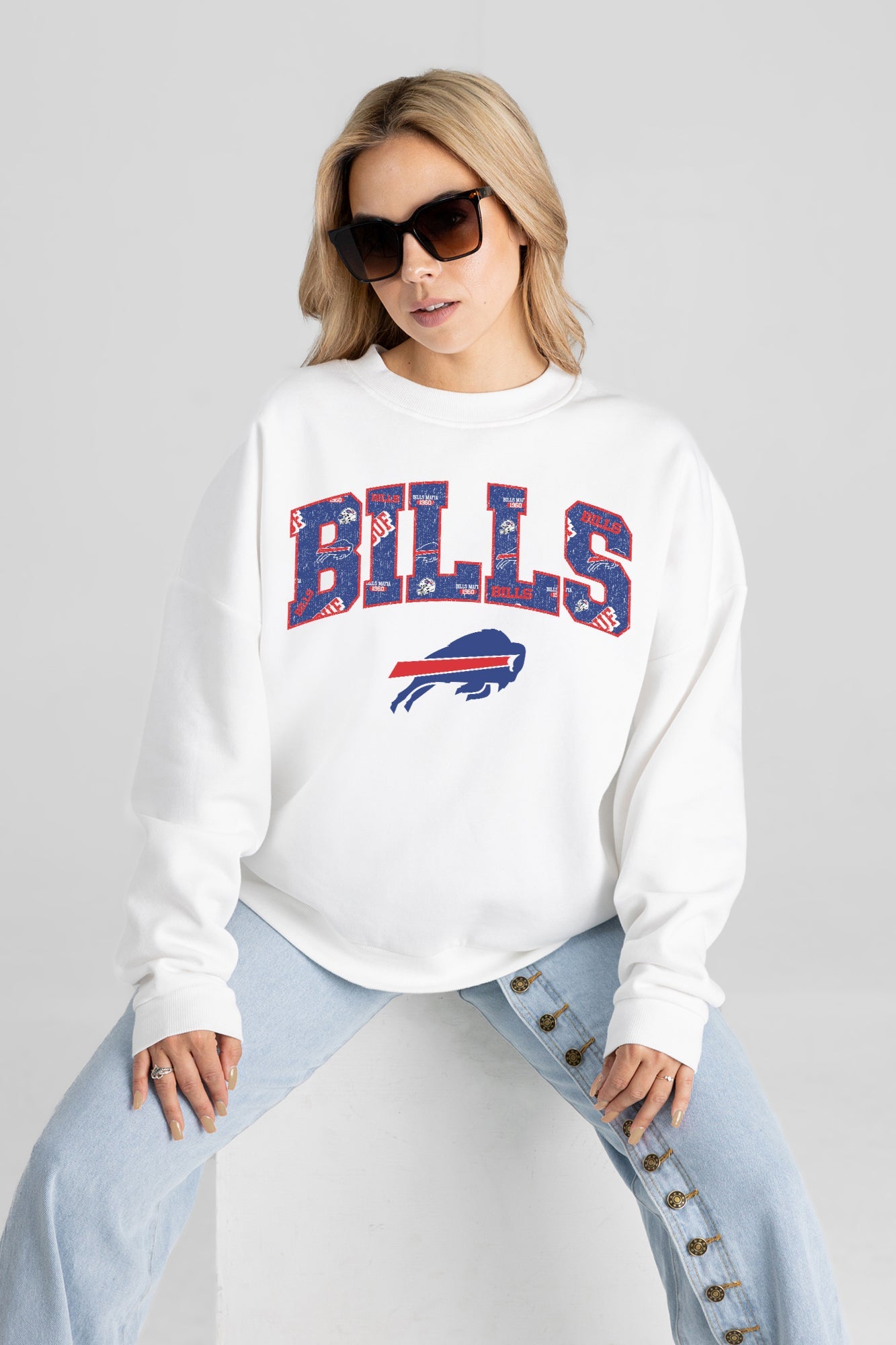 BUFFALO BILLS SWEET PLAY PREMIUM FLEECE DROP SHOULDER CREWNECK PULLOVER