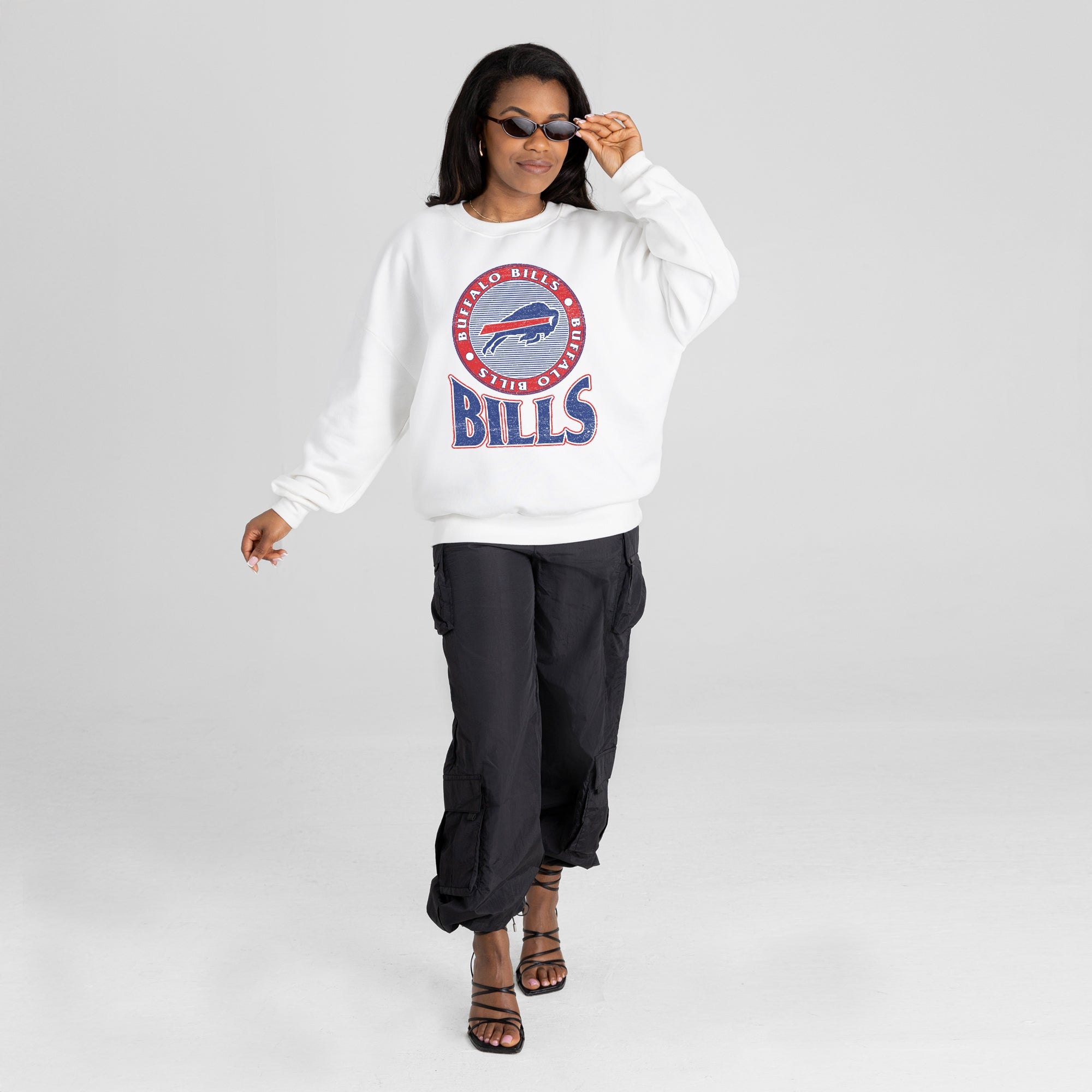 BUFFALO BILLS ENDZONE PREMIUM FLEECE DROP SHOULDER CREWNECK PULLOVER