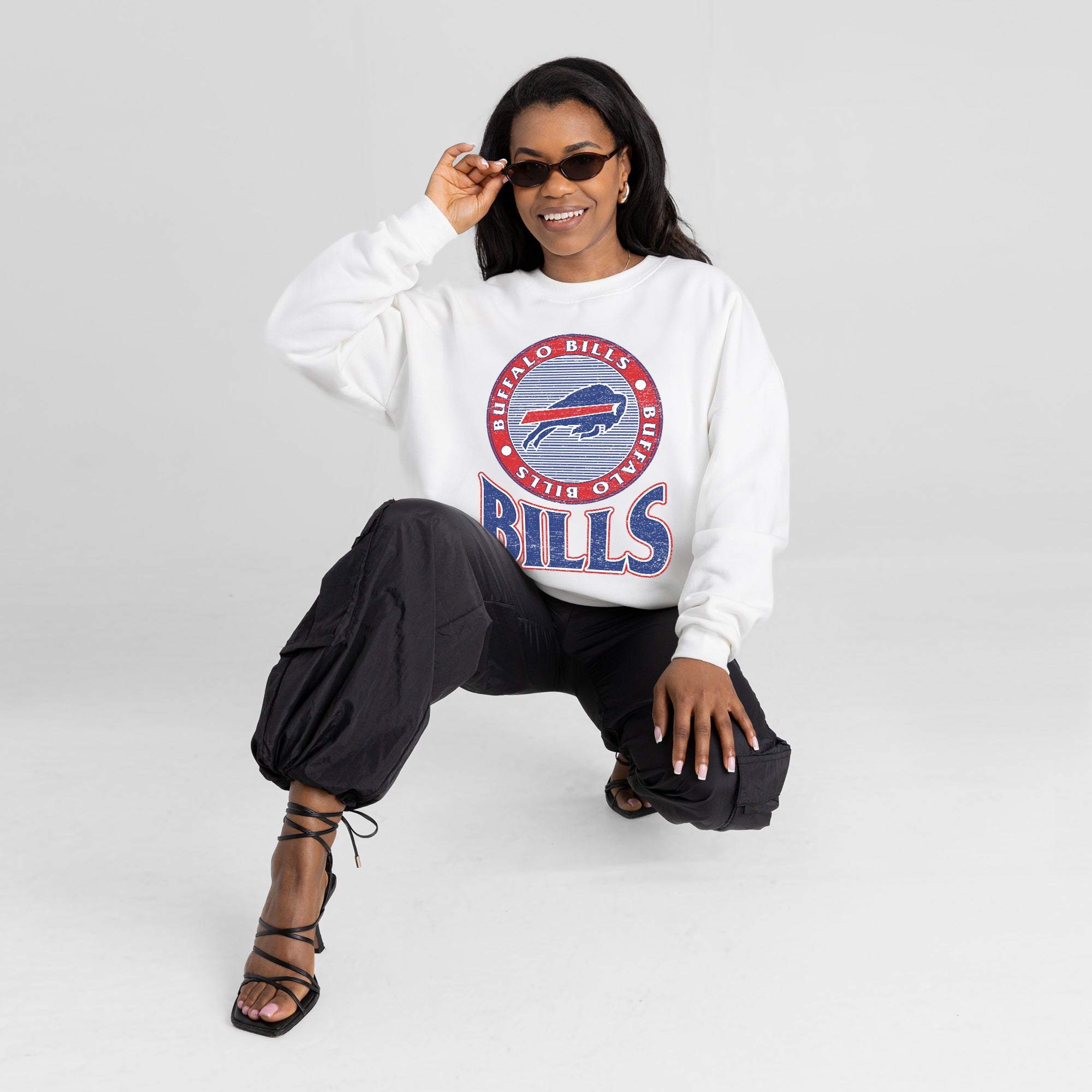 BUFFALO BILLS ENDZONE PREMIUM FLEECE DROP SHOULDER CREWNECK PULLOVER