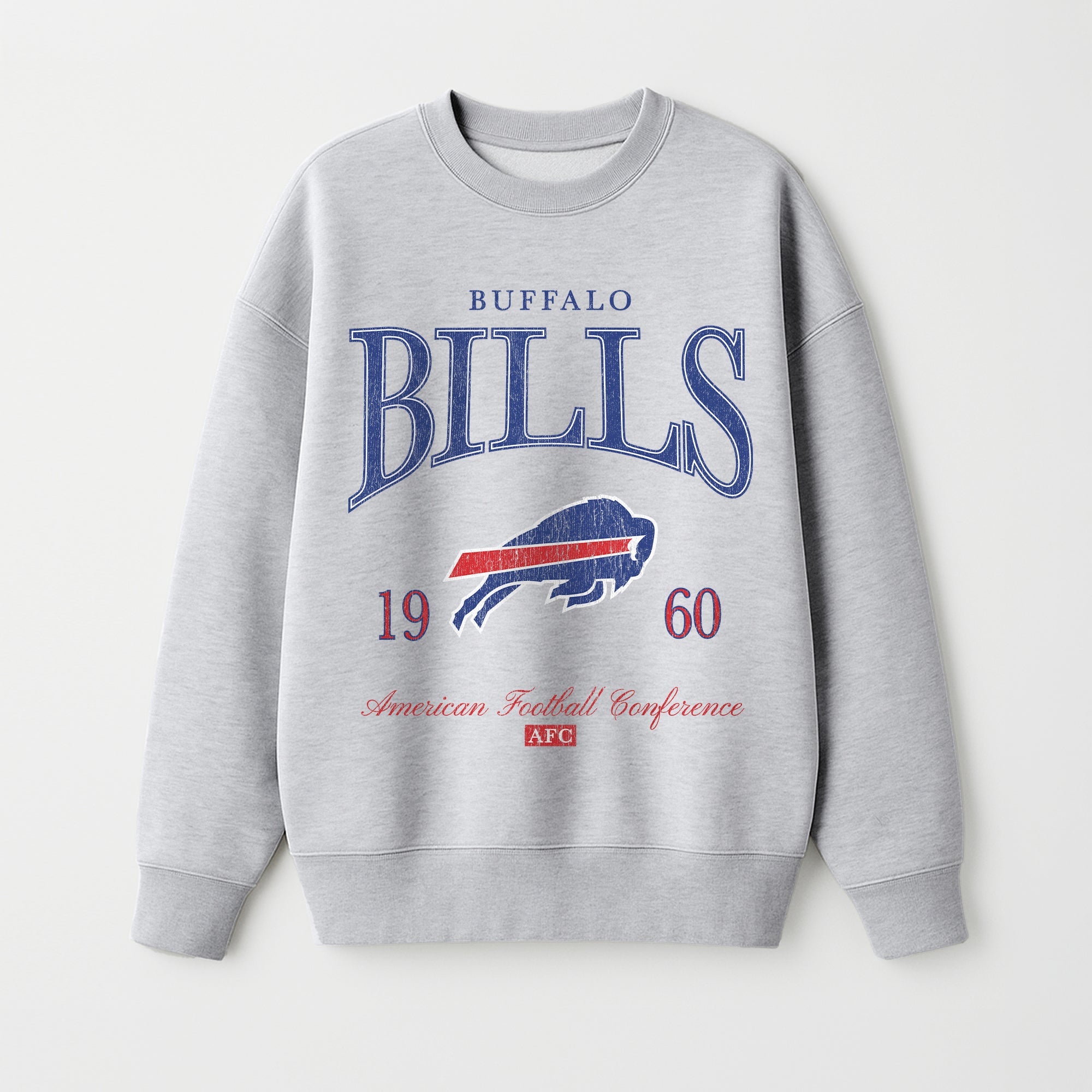 BUFFALO BILLS INSTANT CLASSIC PREMIUM FLEECE DROP SHOULDER CREWNECK PULLOVER