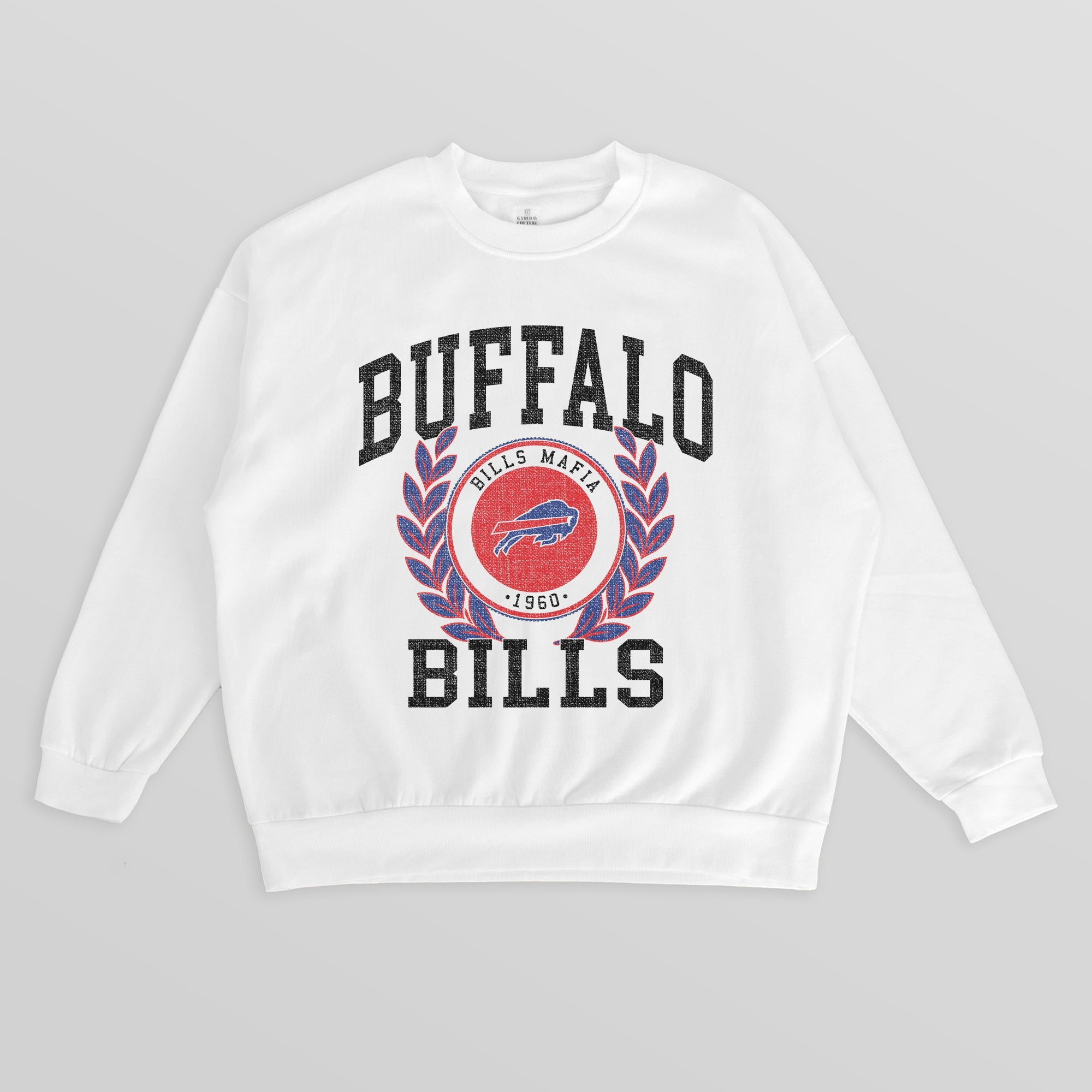 BUFFALO BILLS GOLD STANDARD PREMIUM FLEECE DROP SHOULDER CREWNECK PULLOVER