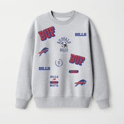 BUFFALO BILLS ALL IN REPEAT PREMIUM FLEECE DROP SHOULDER CREWNECK PULLOVER