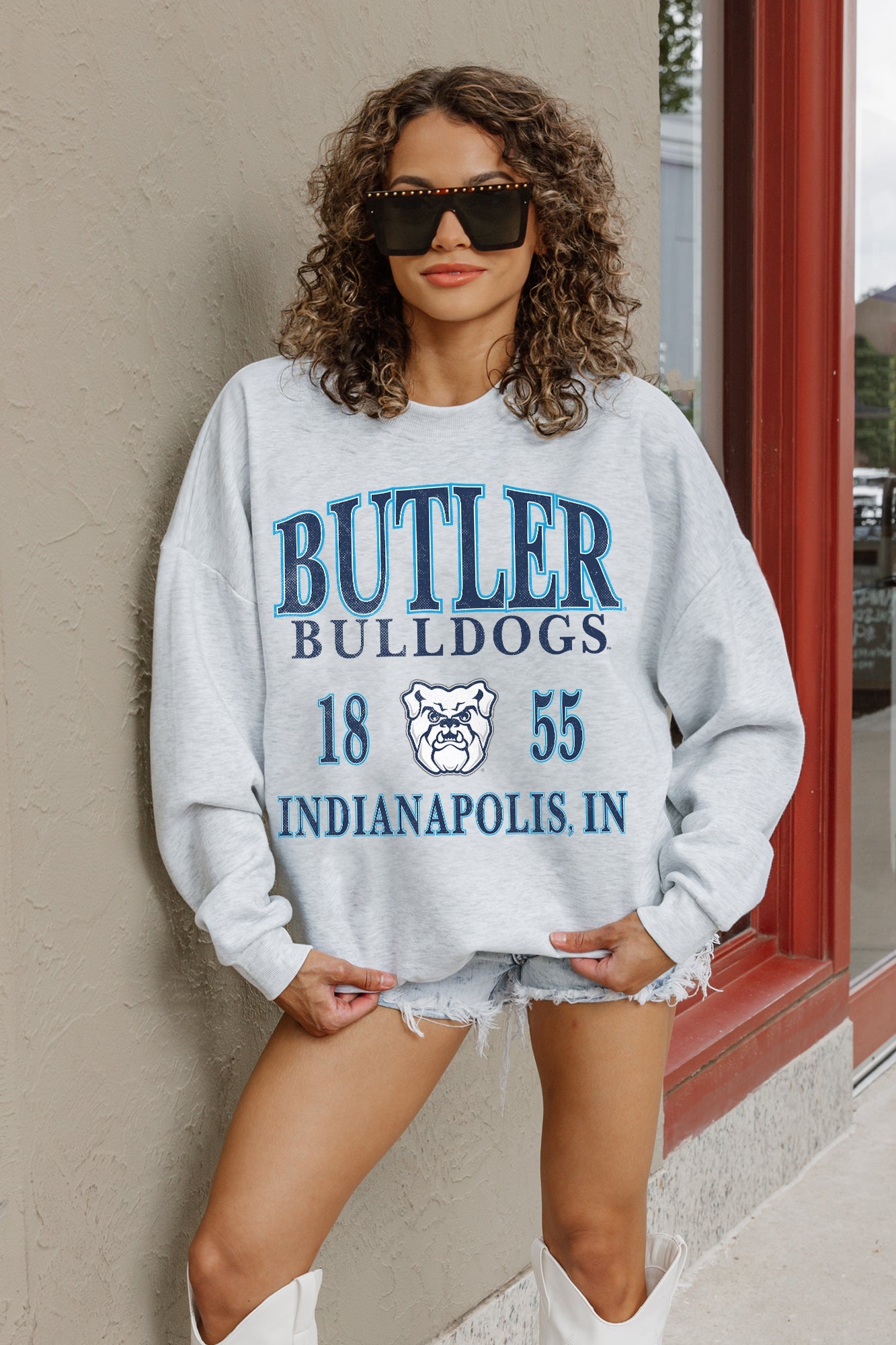 BUTLER BULLDOGS ALLEGIANCE PREMIUM FLEECE DROP SHOULDER CREWNECK PULLOVER