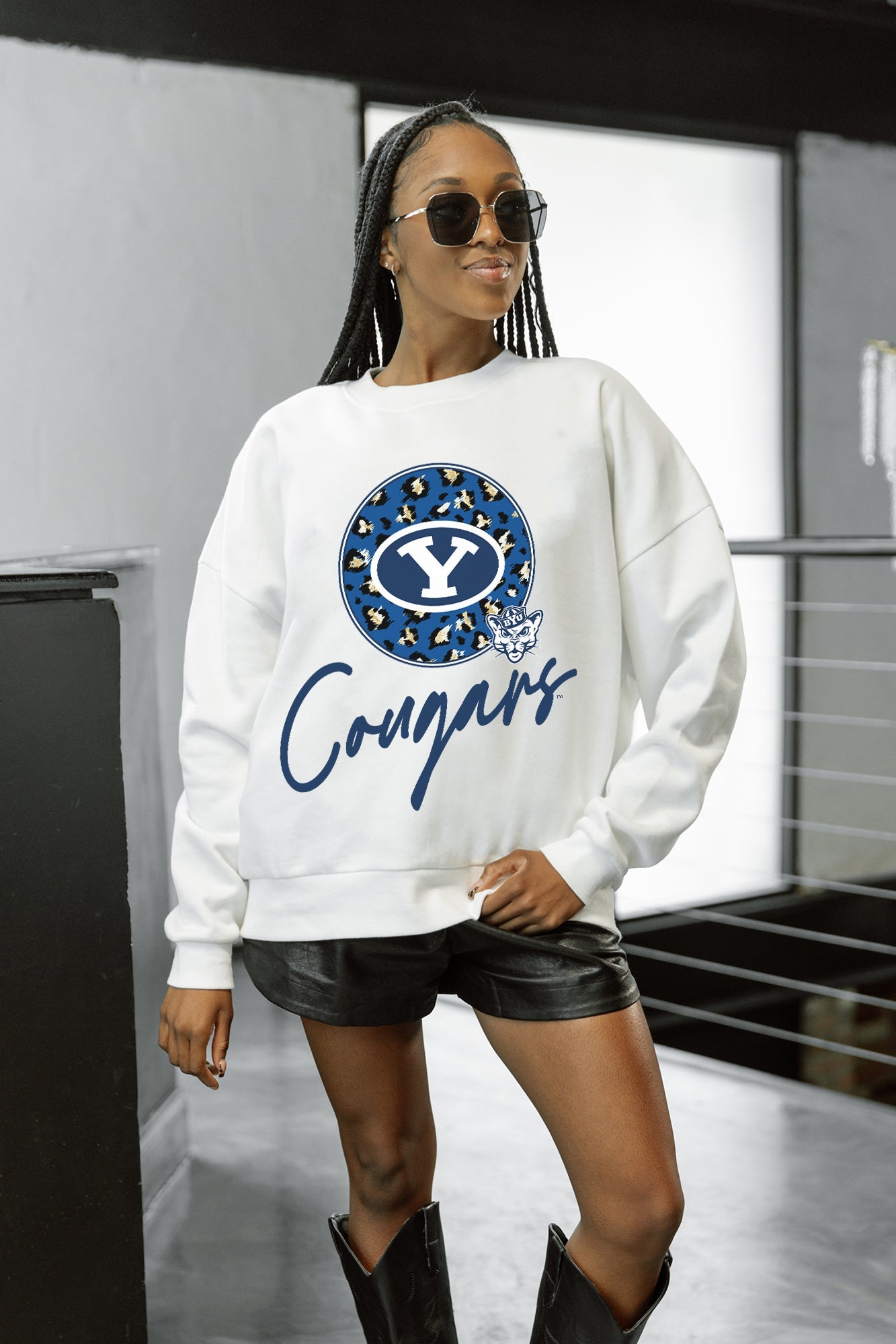 BYU COUGARS WILD BREAKTHROUGH PREMIUM FLEECE CREWNECK PULLOVER