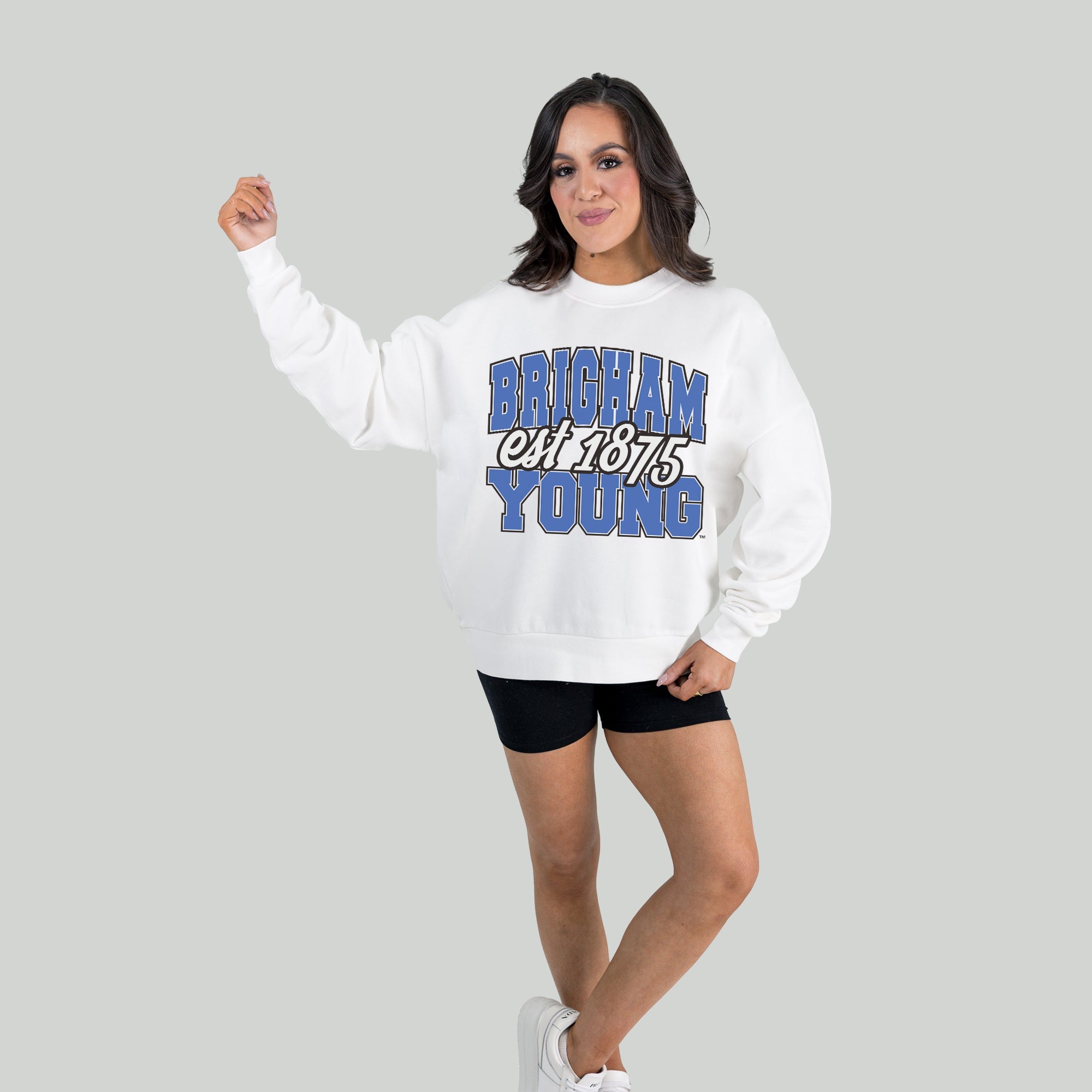 BYU COUGARS FADED FORMATION PREMIUM FLEECE DROP SHOULDER CREWNECK PULLOVER