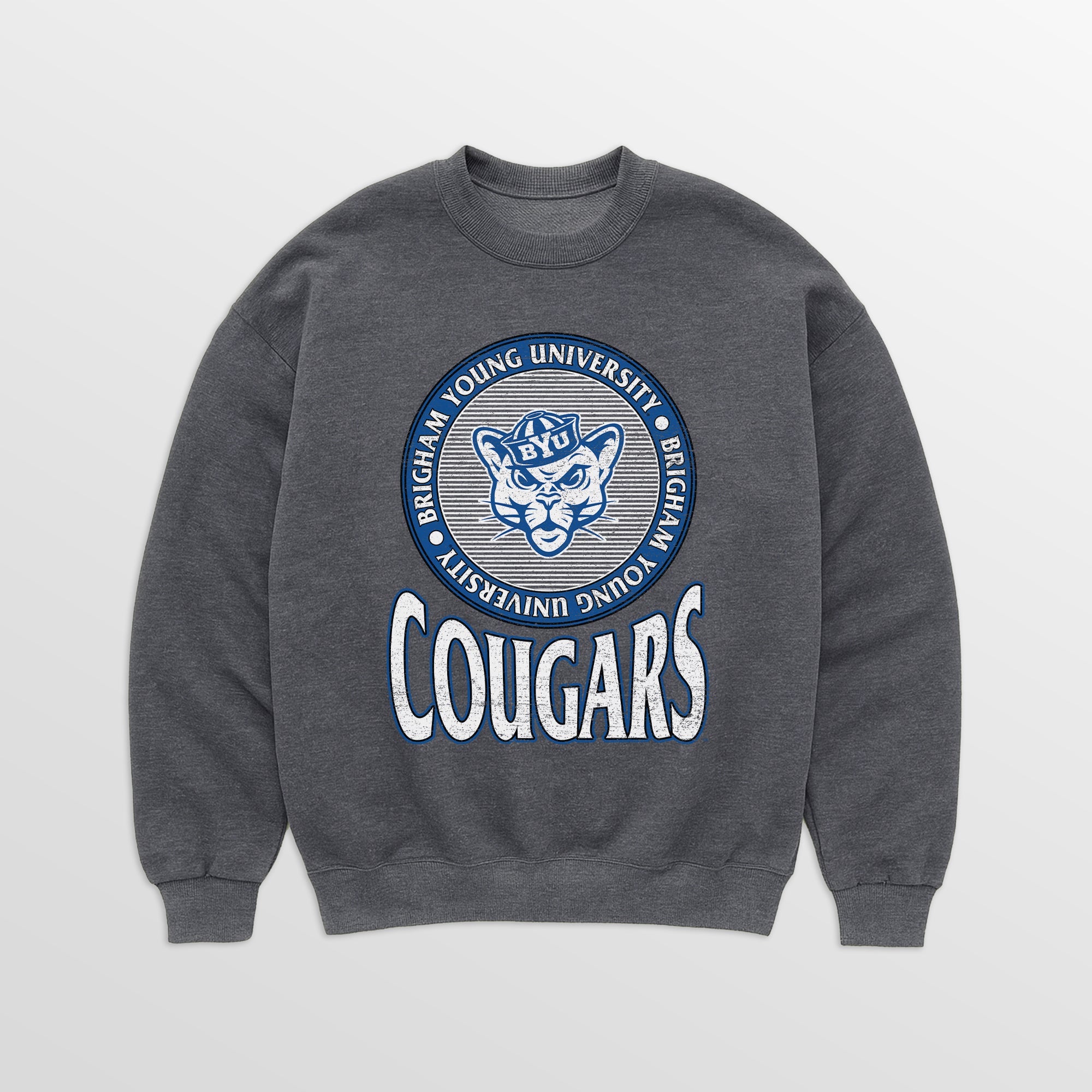 BYU COUGARS SATURDAY SEAL PREMIUM FLEECE DROP SHOULDER CREWNECK PULLOVER