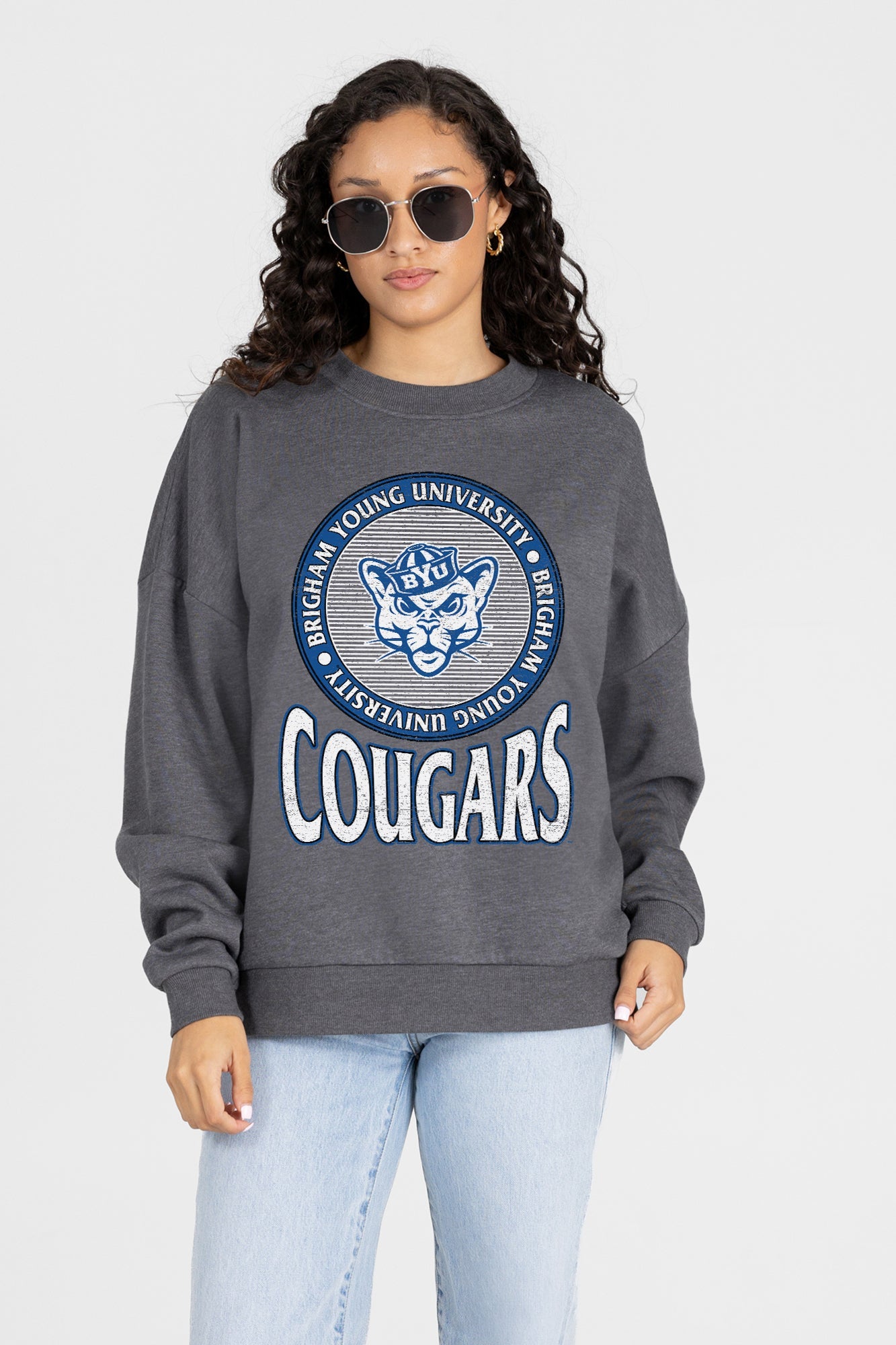BYU COUGARS SATURDAY SEAL PREMIUM FLEECE DROP SHOULDER CREWNECK PULLOVER