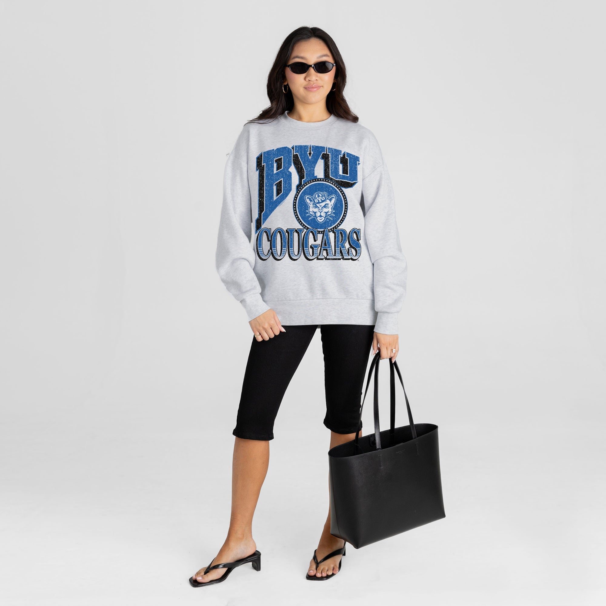 BYU COUGARS GAME ON PREMIUM FLEECE DROP SHOULDER CREWNECK PULLOVER