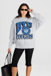 BYU COUGARS GAME ON PREMIUM FLEECE DROP SHOULDER CREWNECK PULLOVER