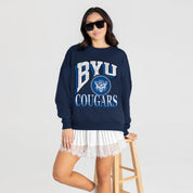 BYU COUGARS MAIN CHARACTER PREMIUM FLEECE DROP SHOULDER CREWNECK PULLOVER