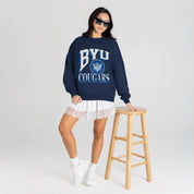 BYU COUGARS MAIN CHARACTER PREMIUM FLEECE DROP SHOULDER CREWNECK PULLOVER