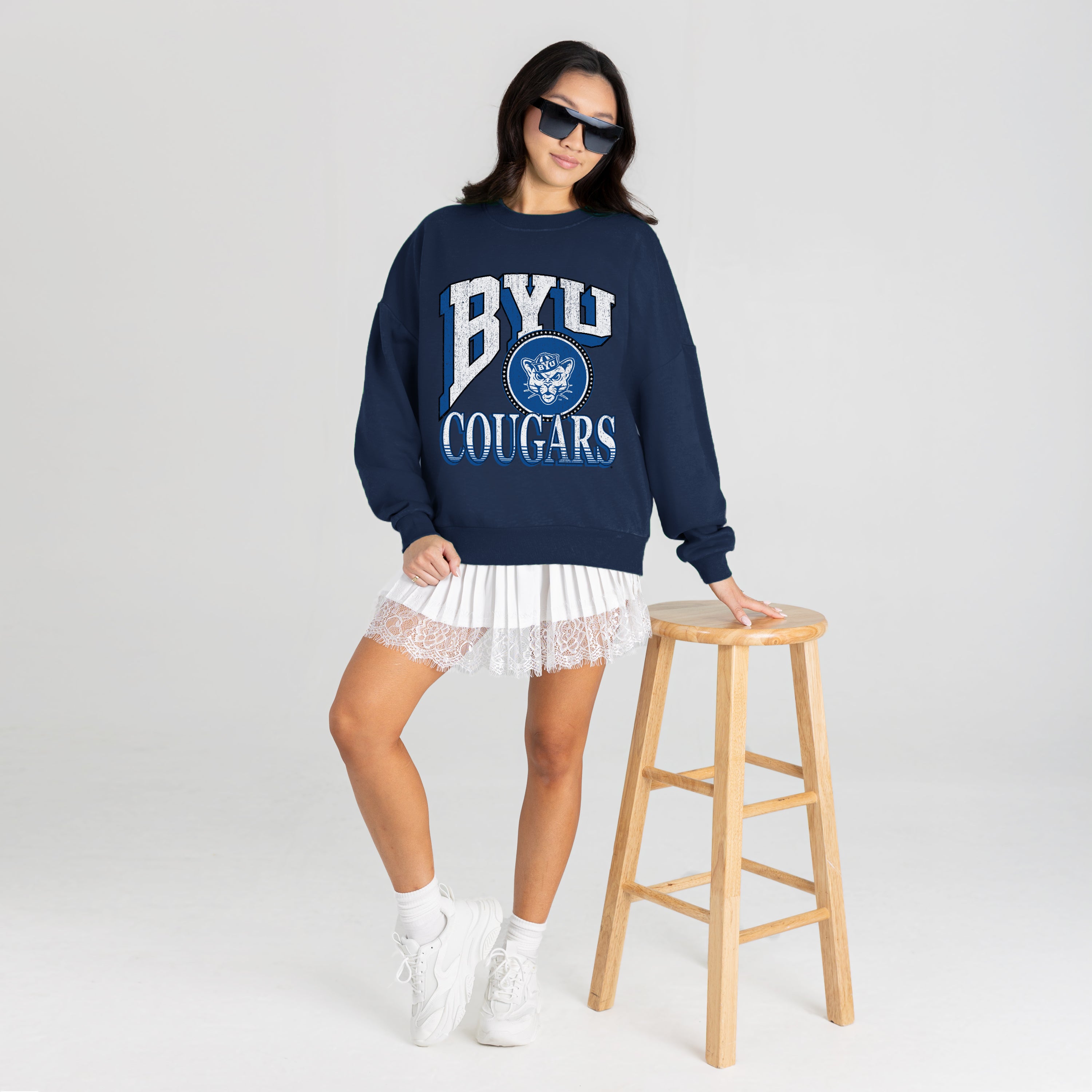 BYU COUGARS MAIN CHARACTER PREMIUM FLEECE DROP SHOULDER CREWNECK PULLOVER