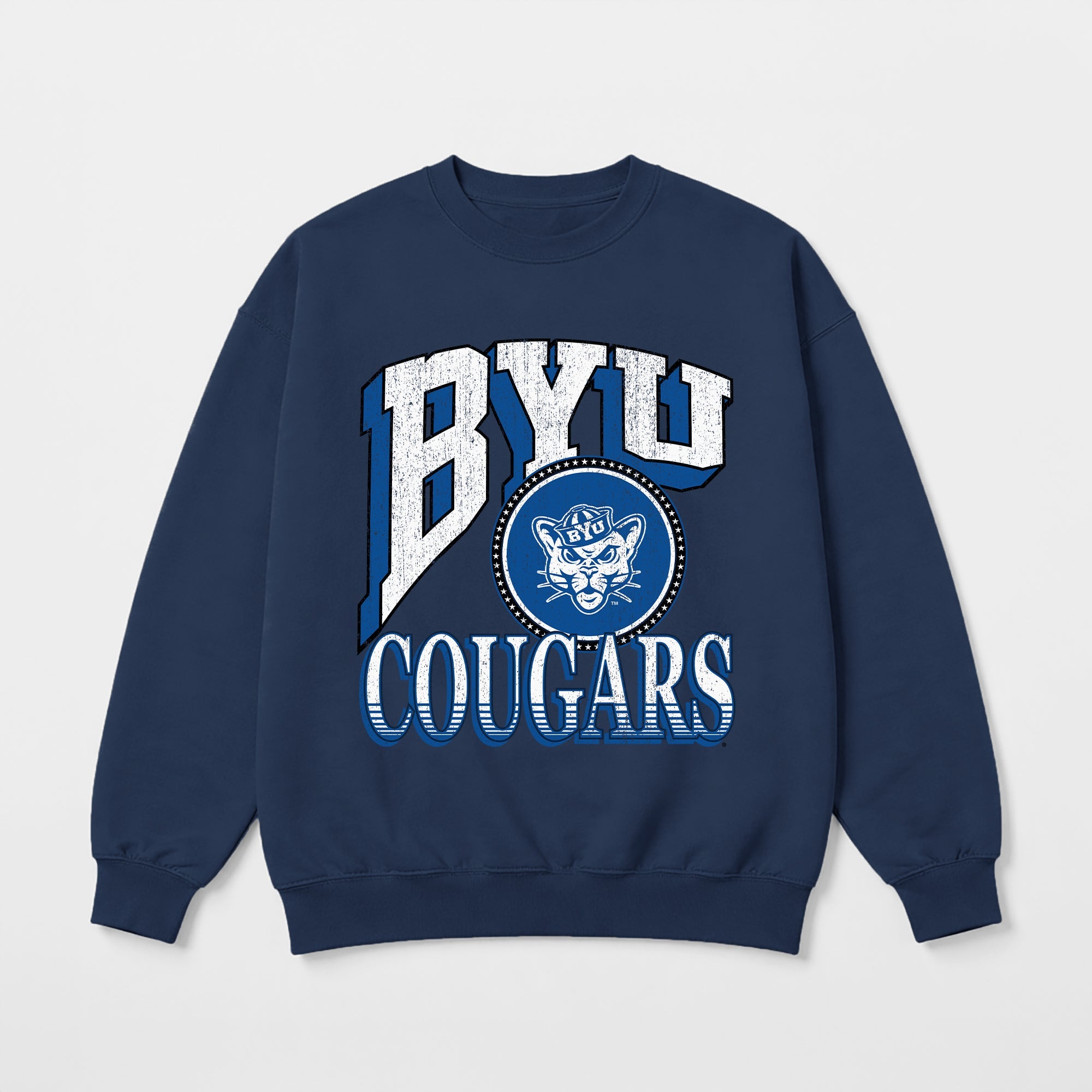 BYU COUGARS MAIN CHARACTER PREMIUM FLEECE DROP SHOULDER CREWNECK PULLOVER