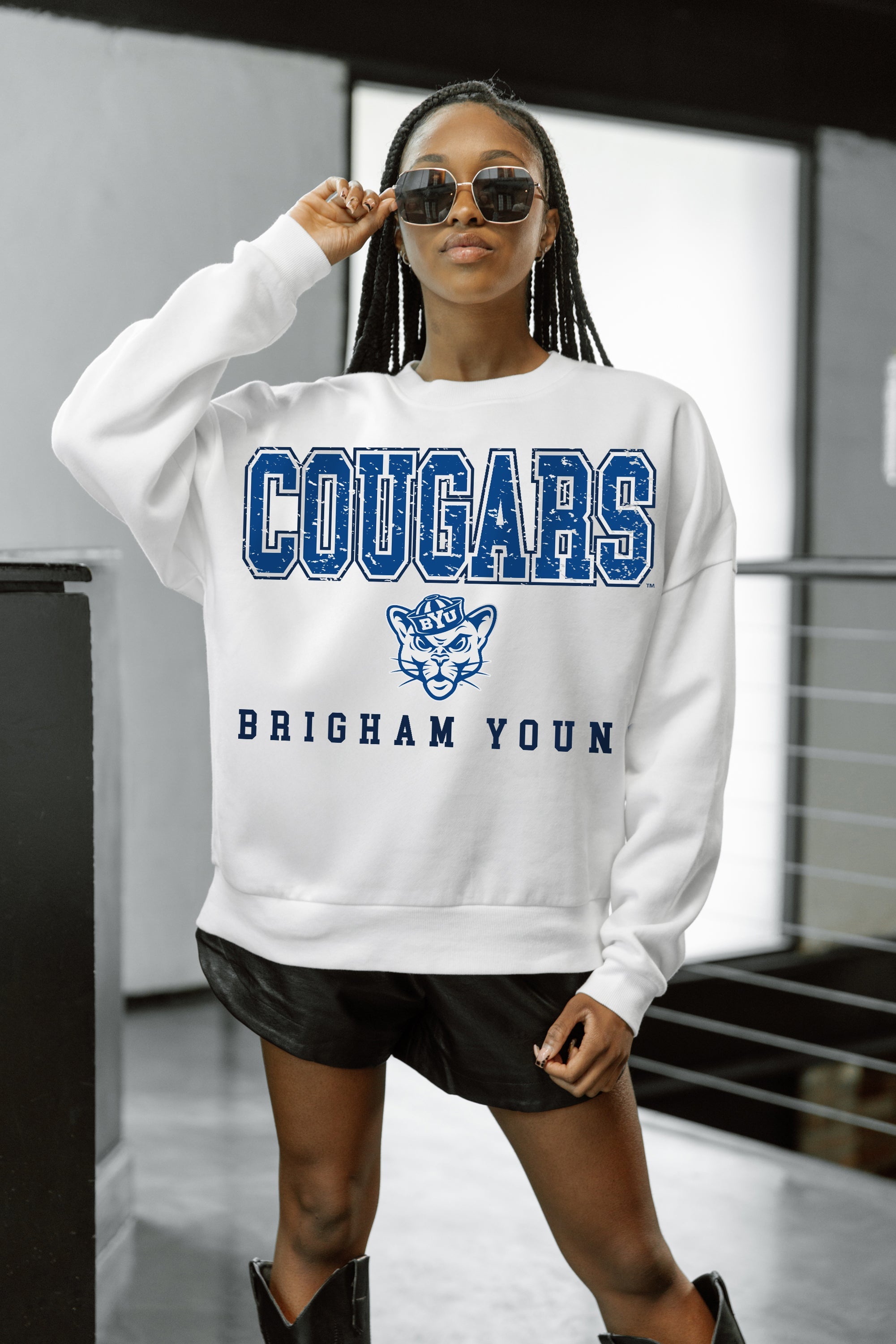 BYU COUGARS FREESTYLE PREMIUM FLEECE CREWNECK PULLOVER