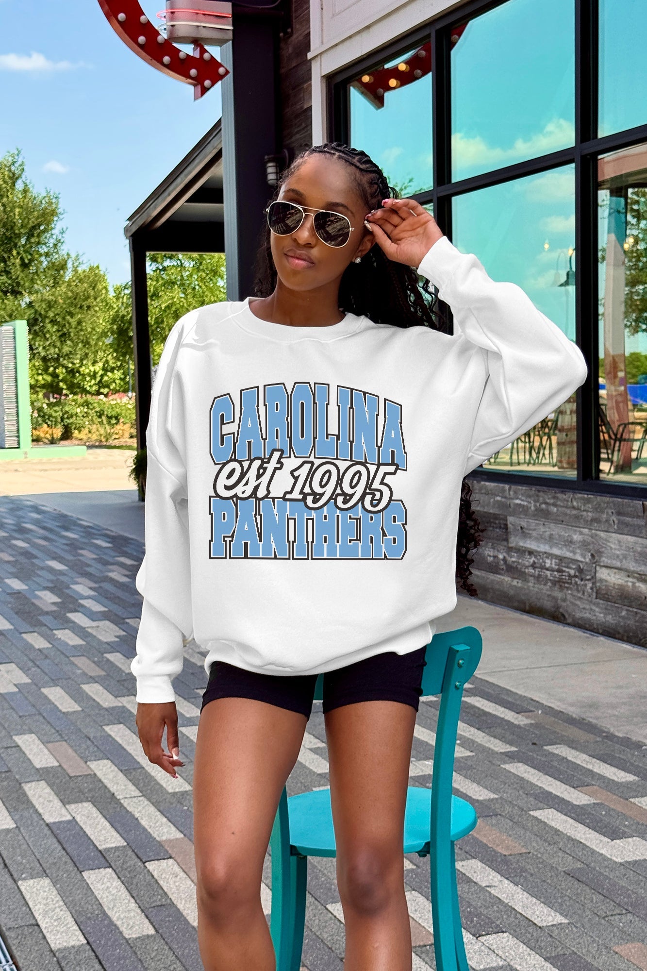 CAROLINA PANTHERS FADED FORMATION PREMIUM FLEECE CREWNECK PULLOVER