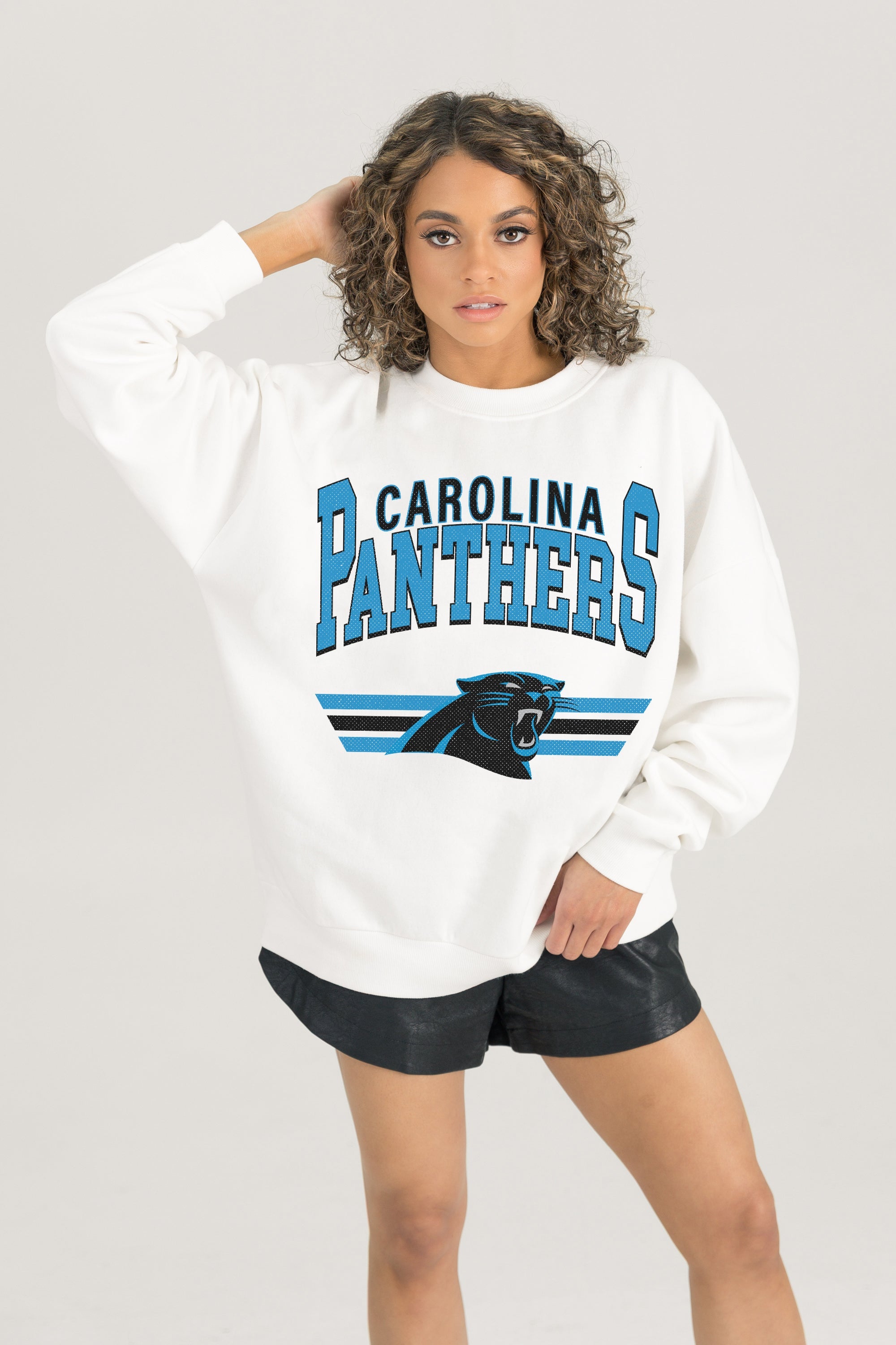 CAROLINA PANTHERS SWIFT STRIKE PREMIUM FLEECE CREWNECK PULLOVER
