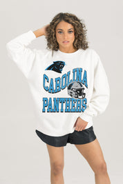 CAROLINA PANTHERS HARD EARNED PREMIUM FLEECE CREWNECK PULLOVER