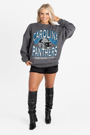 CAROLINA PANTHERS STAY COOL PREMIUM FLEECE CREWNECK PULLOVER BY RANDI MAHOMES