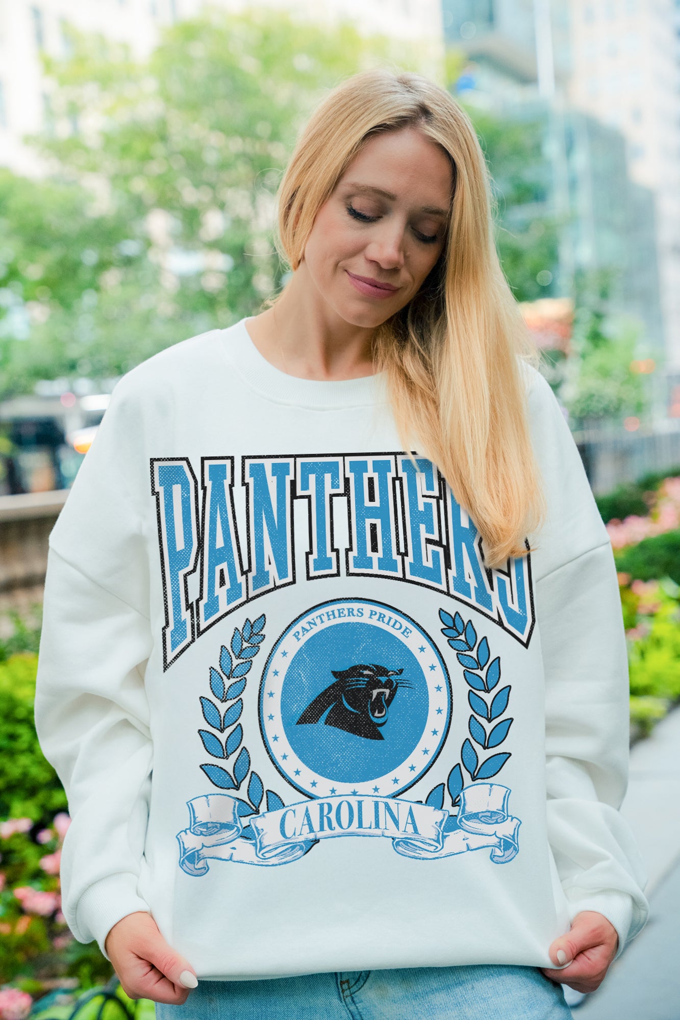 CAROLINA PANTHERS STAY COOL PREMIUM FLEECE CREWNECK PULLOVER
