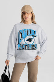 CAROLINA PANTHERS GAME ON PREMIUM FLEECE DROP SHOULDER CREWNECK PULLOVER