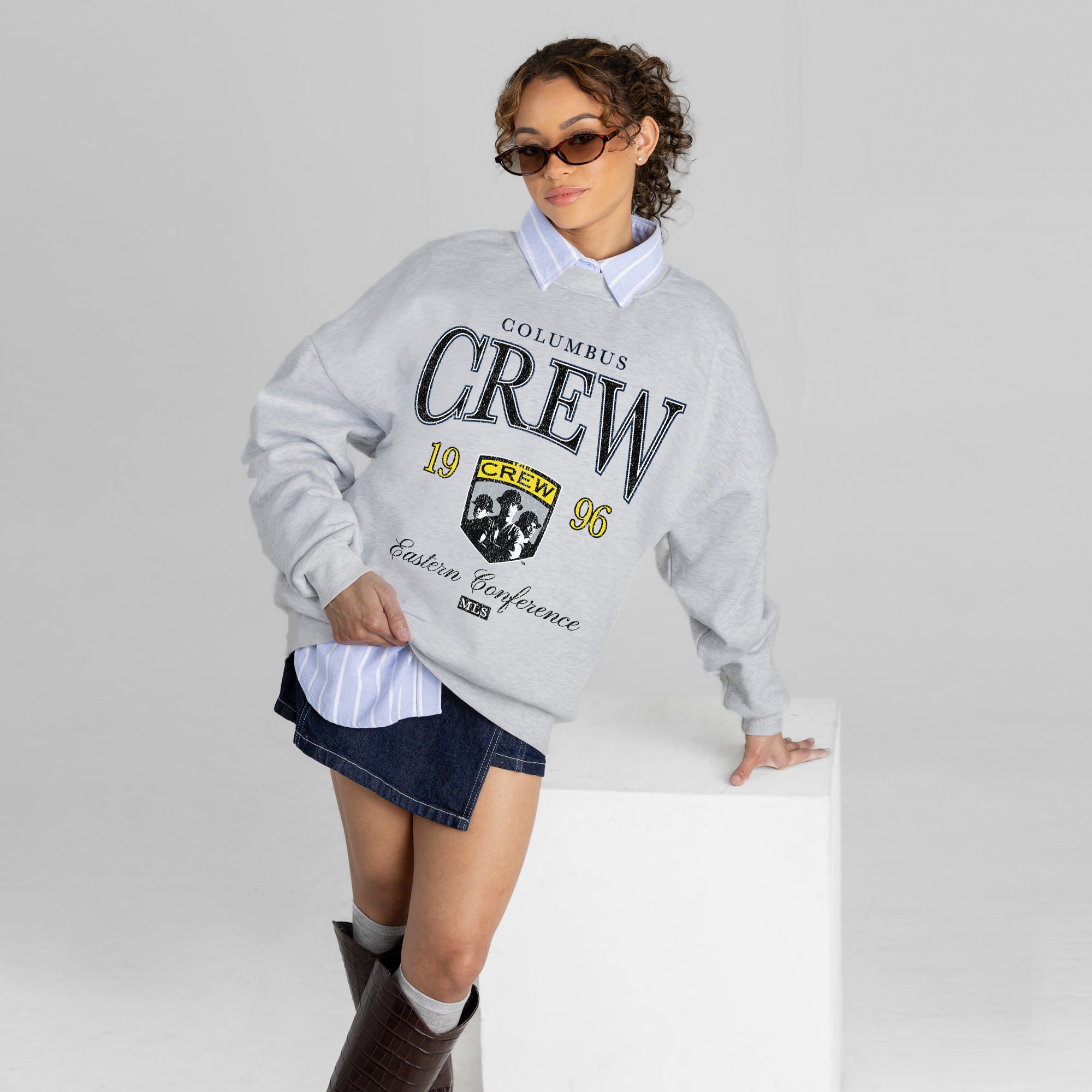 COLUMBUS CREW SC INSTANT CLASSIC PREMIUM FLEECE DROP SHOULDER CREWNECK PULLOVER