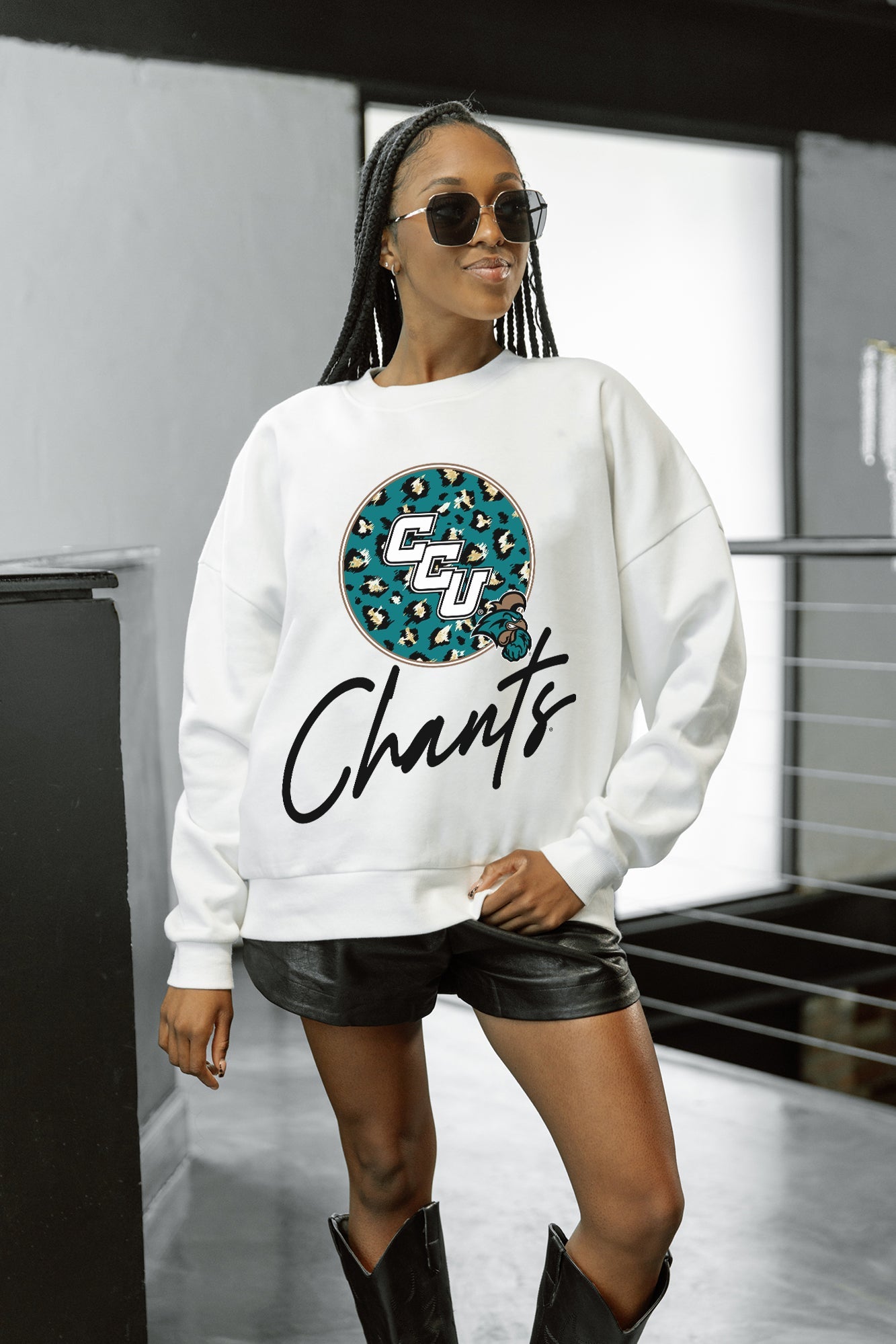COASTAL CAROLINA CHANTICLEERS WILD BREAKTHROUGH PREMIUM FLEECE CREWNECK PULLOVER