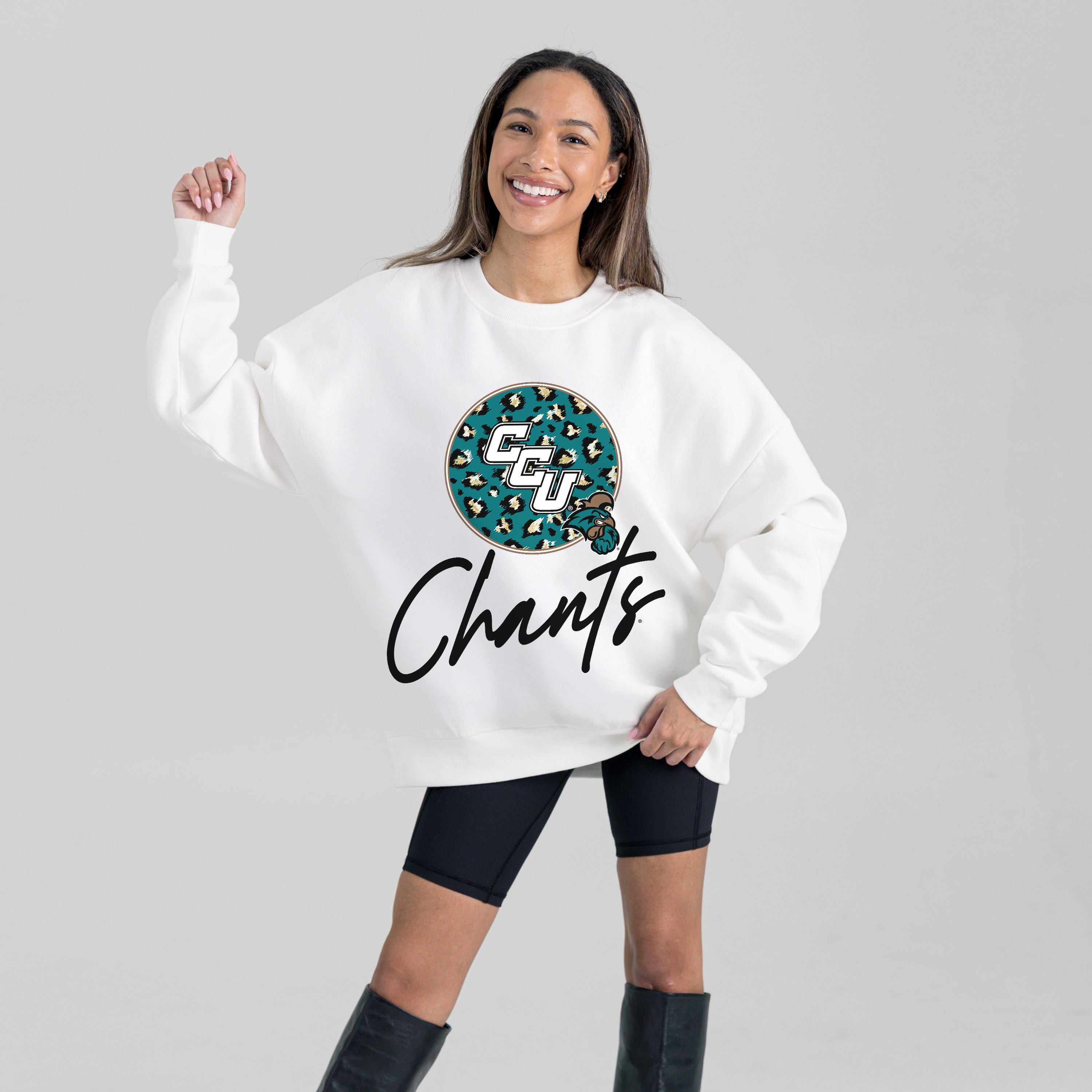 COASTAL CAROLINA CHANTICLEERS WILD BREAKTHROUGH PREMIUM FLEECE CREWNECK PULLOVER