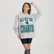 COASTAL CAROLINA CHANTICLEERS FIERCE FOCUS PREMIUM FLEECE DROP SHOULDER CREWNECK PULLOVER