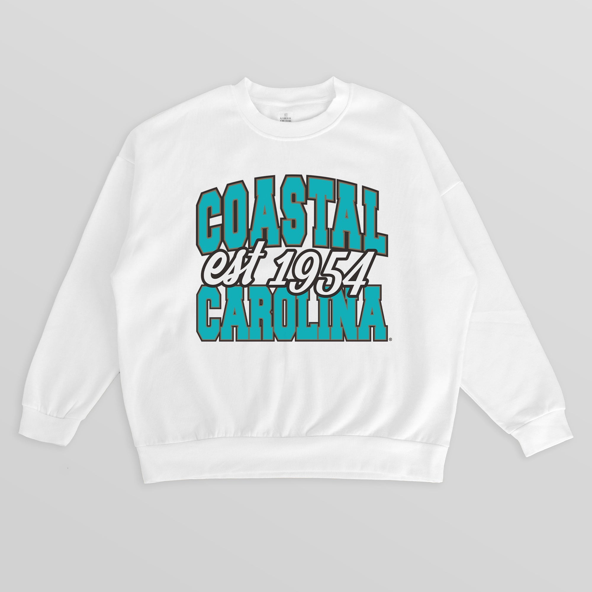 COASTAL CAROLINA CHANTICLEERS FADED FORMATION PREMIUM FLEECE DROP SHOULDER CREWNECK PULLOVER